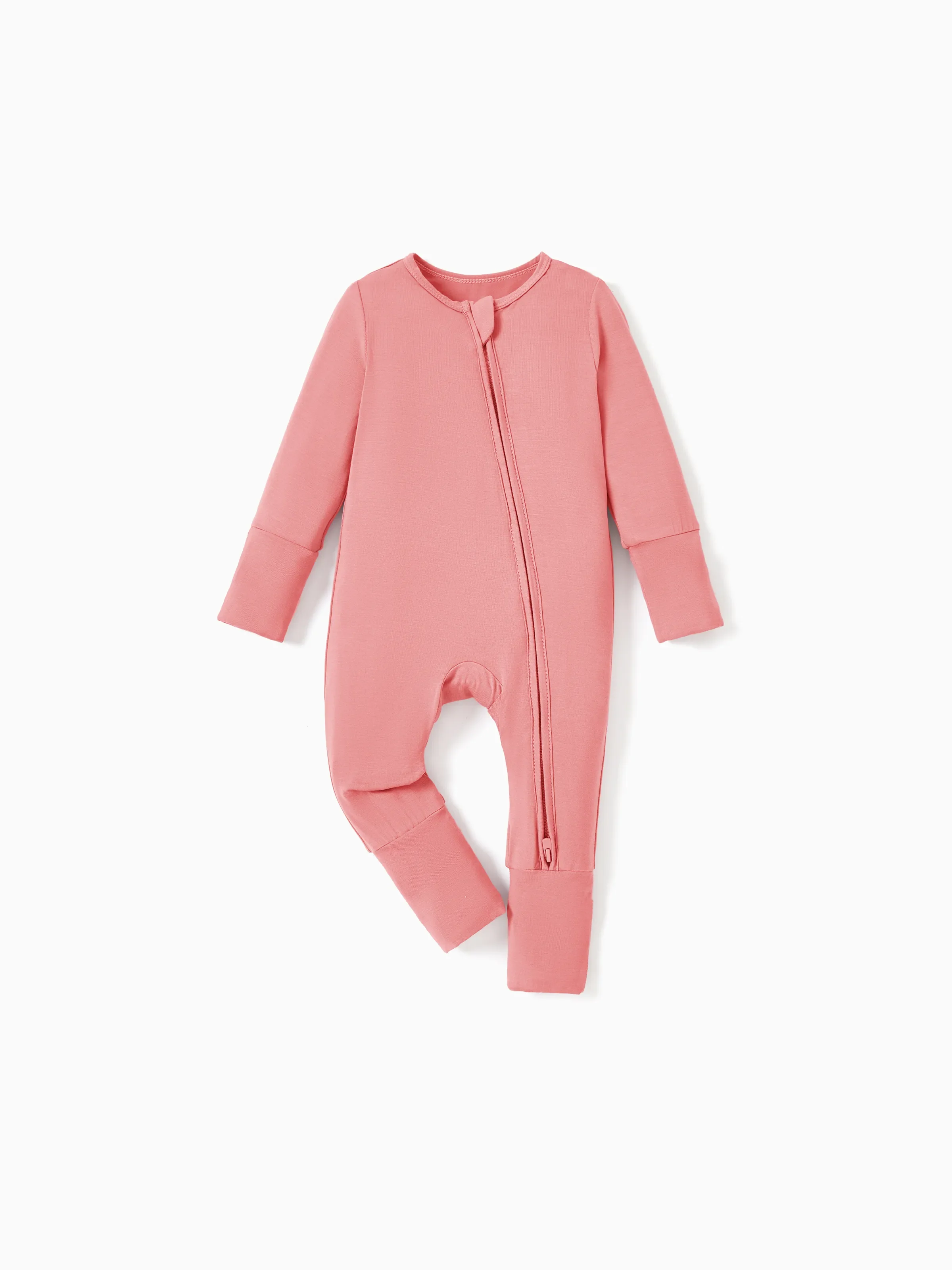 Bamboo Baby Boy / Girl Childlike Animal Pattern 2-way Zipper Footie Orange red - Image 8