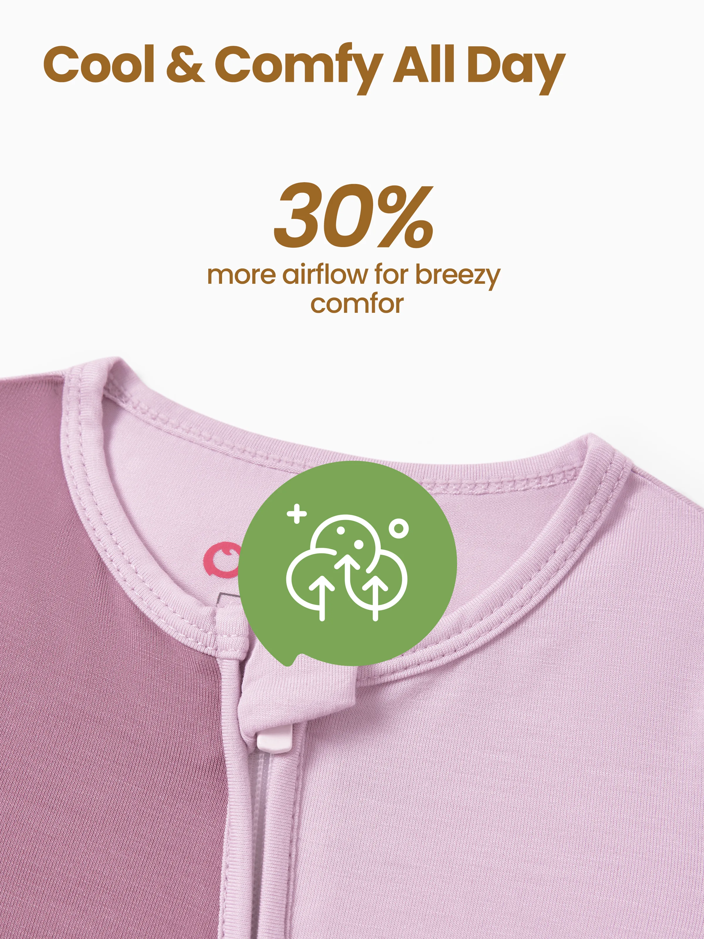 Bamboo Baby Boy / Girl Color Block 2-Way Zipper Anti Slip Long Sleeve Rompers Purple - Image 4