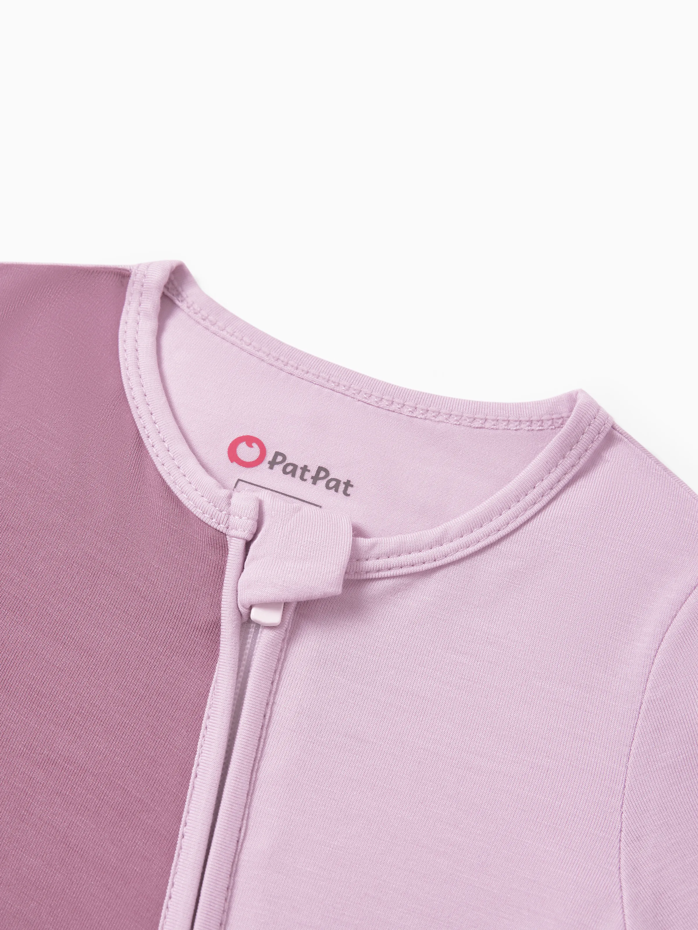 Bamboo Baby Boy / Girl Color Block 2-Way Zipper Anti Slip Long Sleeve Rompers Purple - Image 8