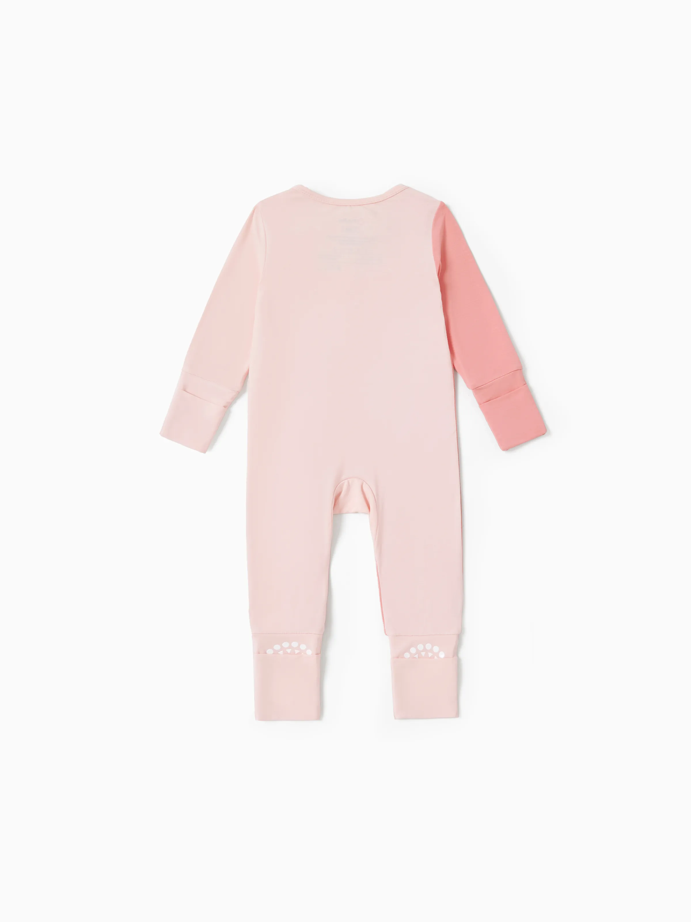 Bamboo Baby Boy / Girl Color Block 2-Way Zipper Anti Slip Long Sleeve Rompers Pink - Image 12