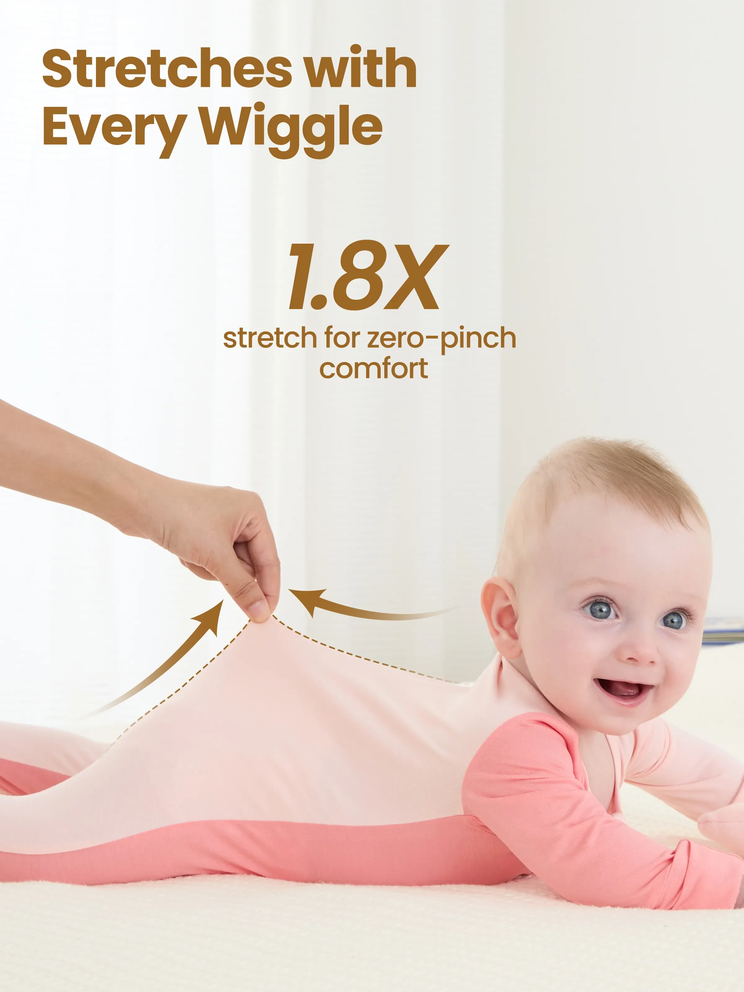 Bamboo Baby Boy / Girl Color Block 2-Way Zipper Anti Slip Long Sleeve Rompers Pink - Image 3