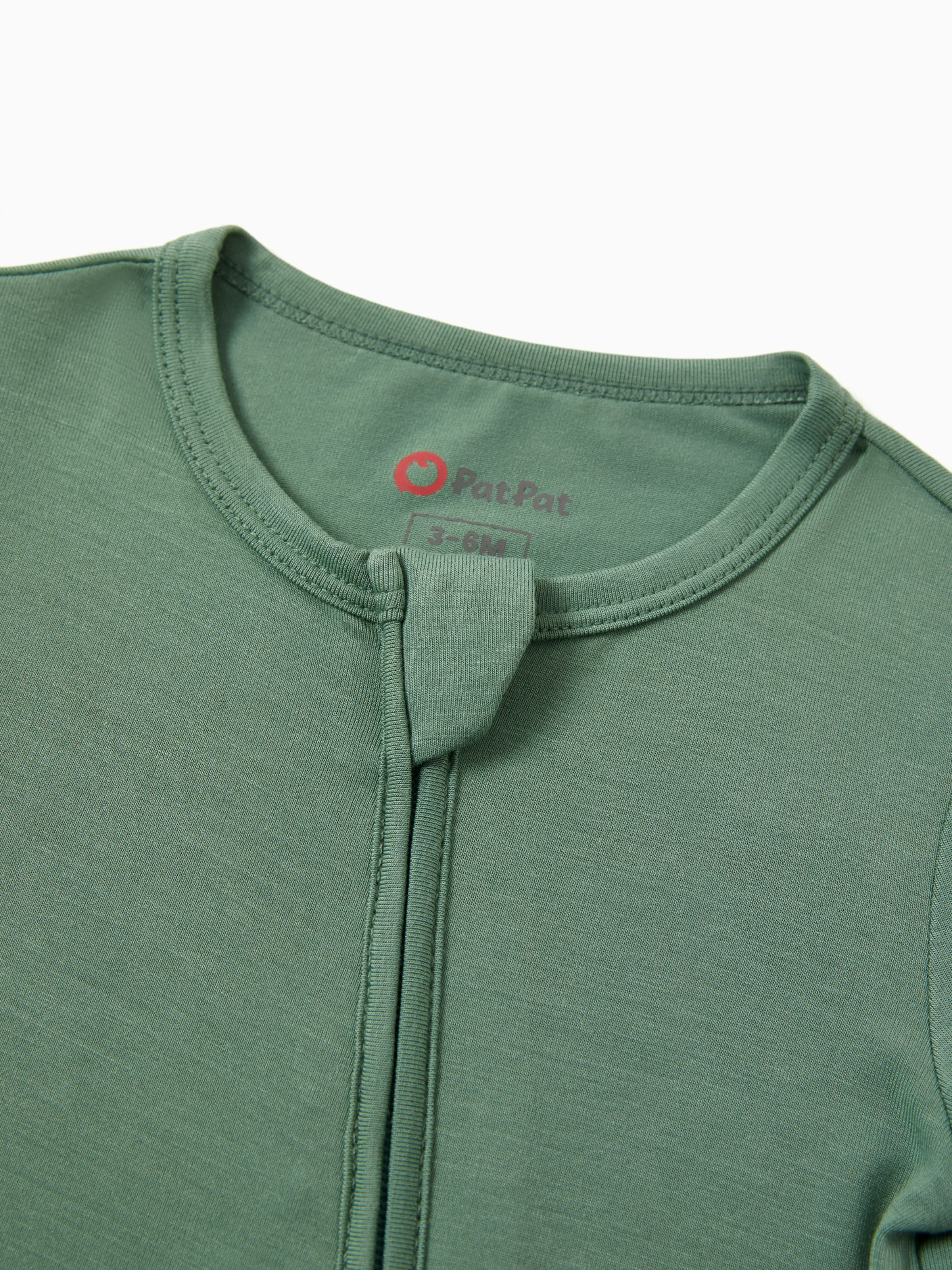 Bamboo Baby Boy/Girl 2-Pack Long Sleeve Romper 2-Way Zip Anti Slip Footie. Green - Image 4