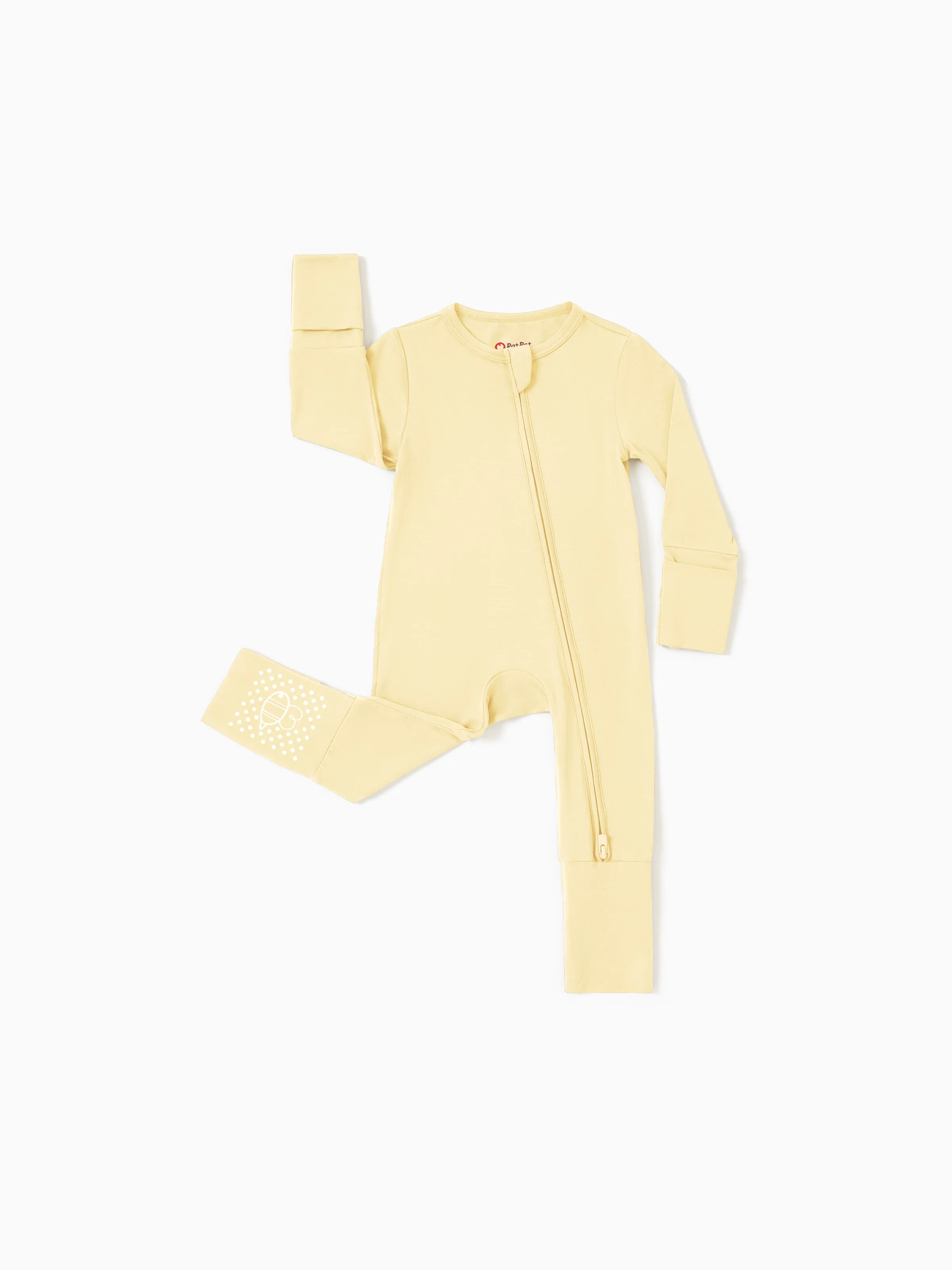 Bamboo Baby Boy/Girl 2-Pack Long Sleeve Romper 2-Way Zip Anti Slip Footie. Yellow - Image 3