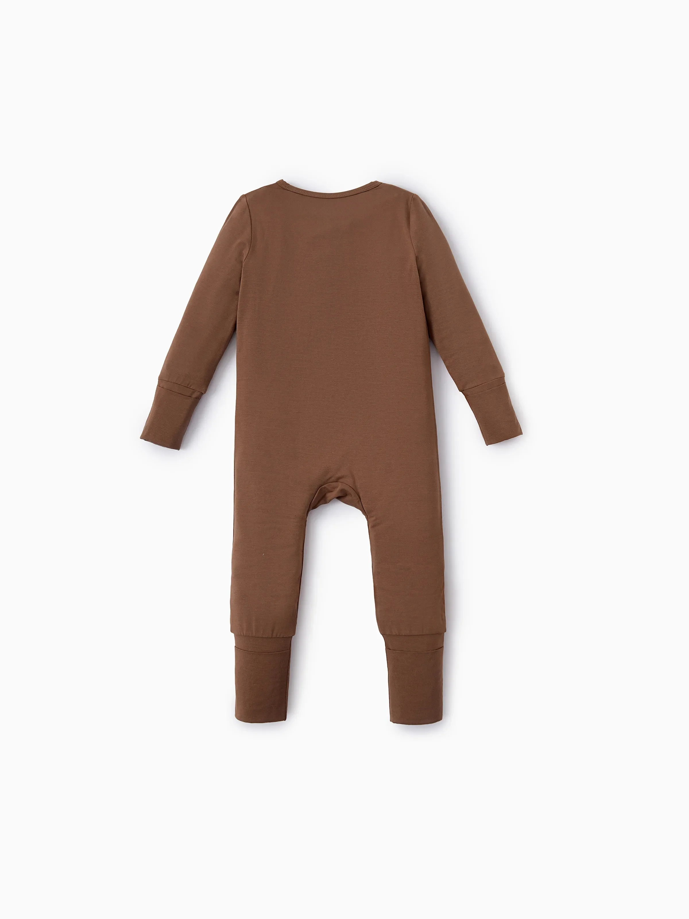 Bamboo Baby Boy/Girl 2-Pack Natural Animal or Plant Long Sleeve Romper 2-Way Zip Anti Slip Footie Brown - Image 10