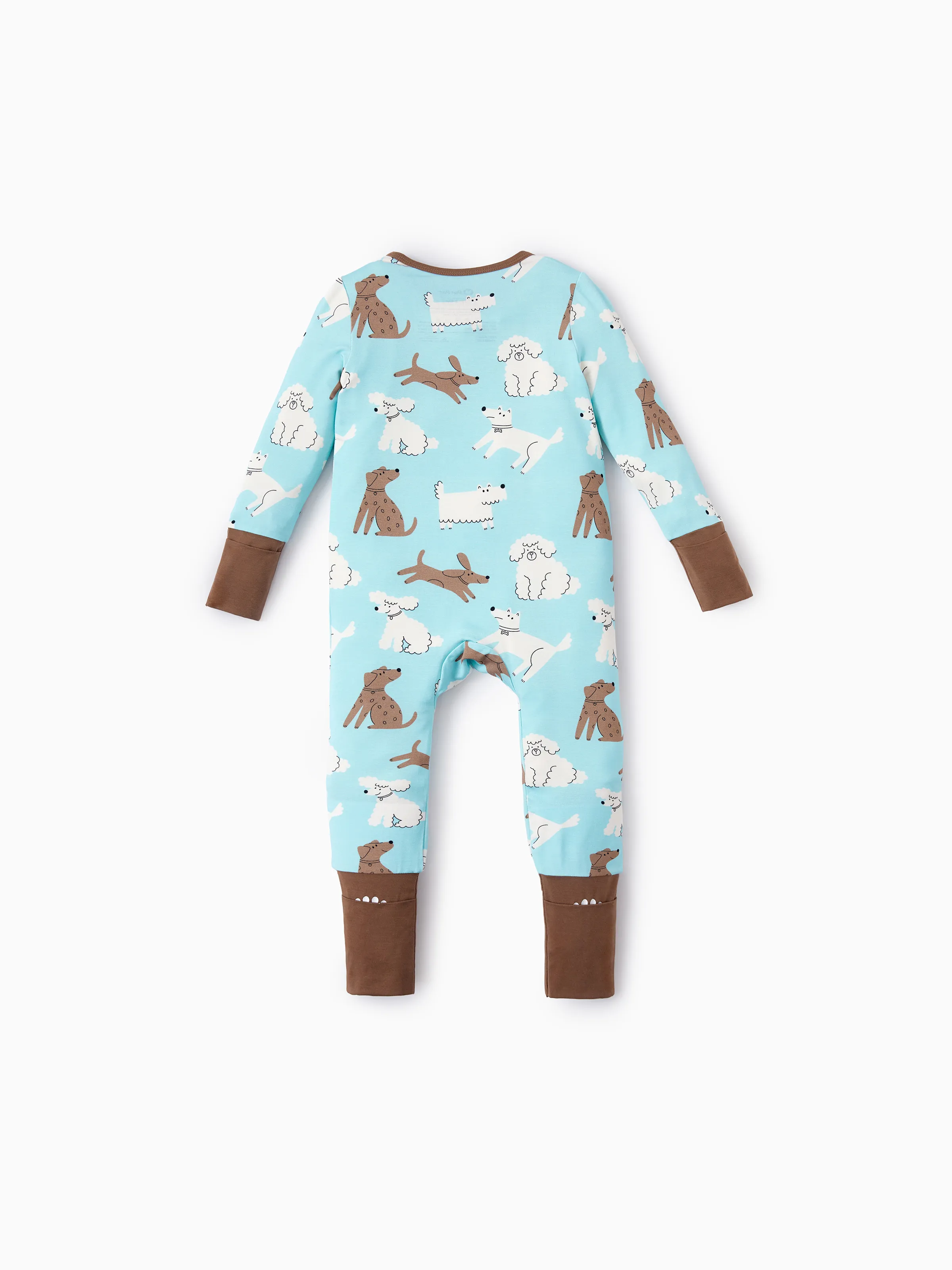 Bamboo Baby Boy/Girl 2-Pack Natural Animal or Plant Long Sleeve Romper 2-Way Zip Anti Slip Footie Brown - Image 3