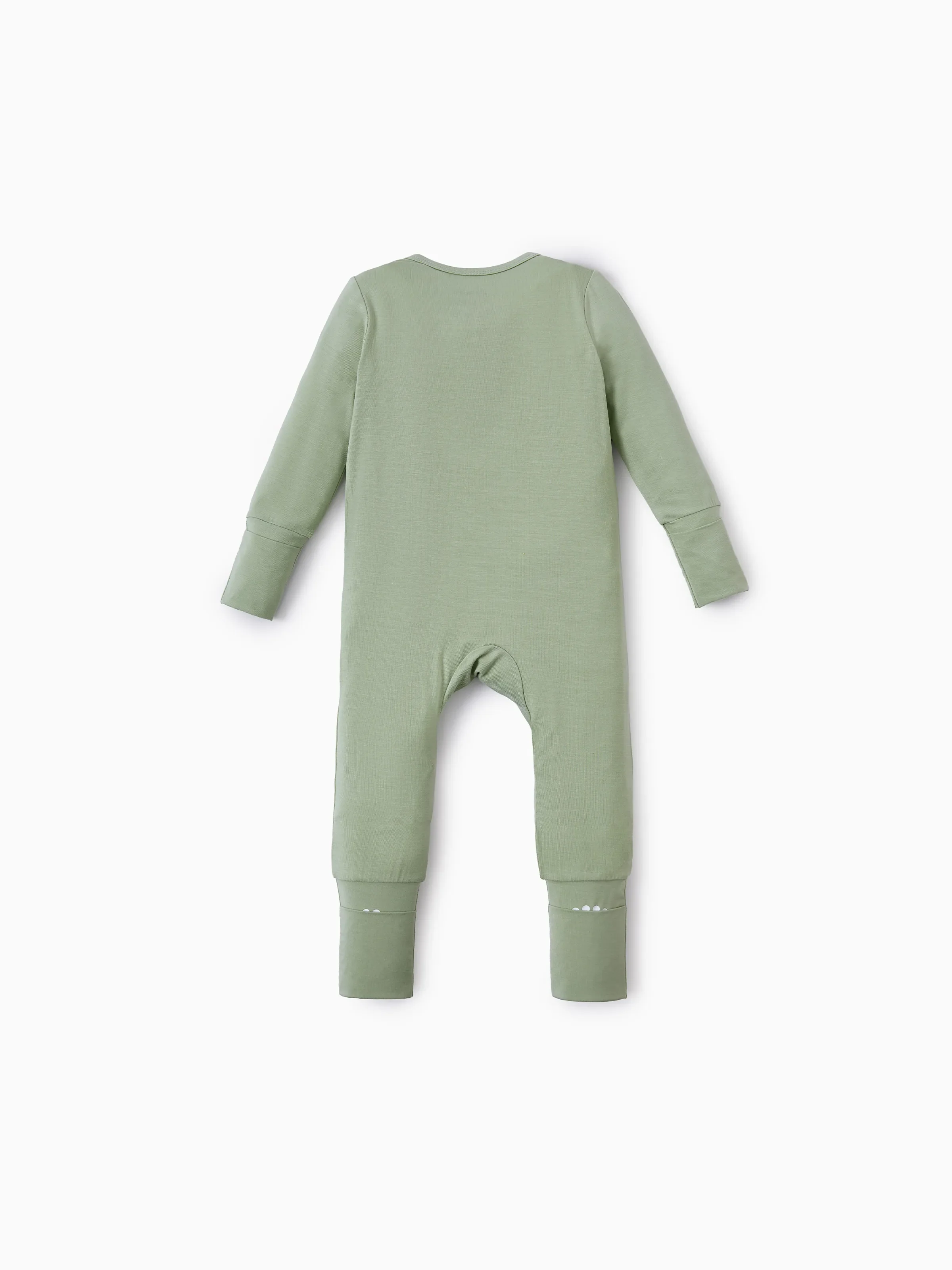 Bamboo Baby Boy/Girl 2-Pack Natural Animal or Plant Long Sleeve Romper 2-Way Zip Anti Slip Footie Green - Image 10