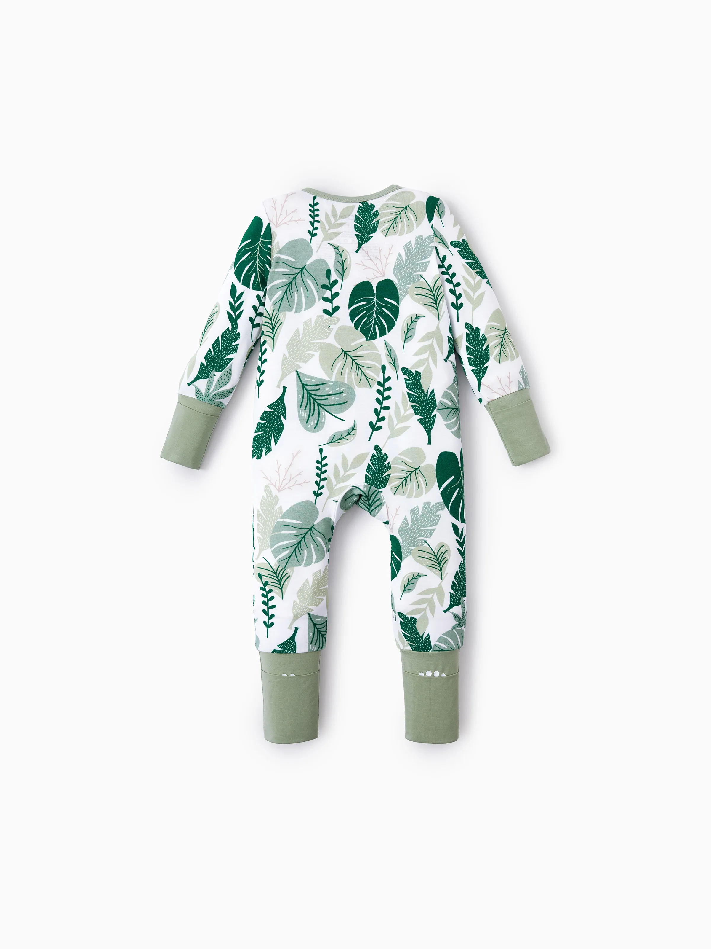 Bamboo Baby Boy/Girl 2-Pack Natural Animal or Plant Long Sleeve Romper 2-Way Zip Anti Slip Footie Green - Image 3
