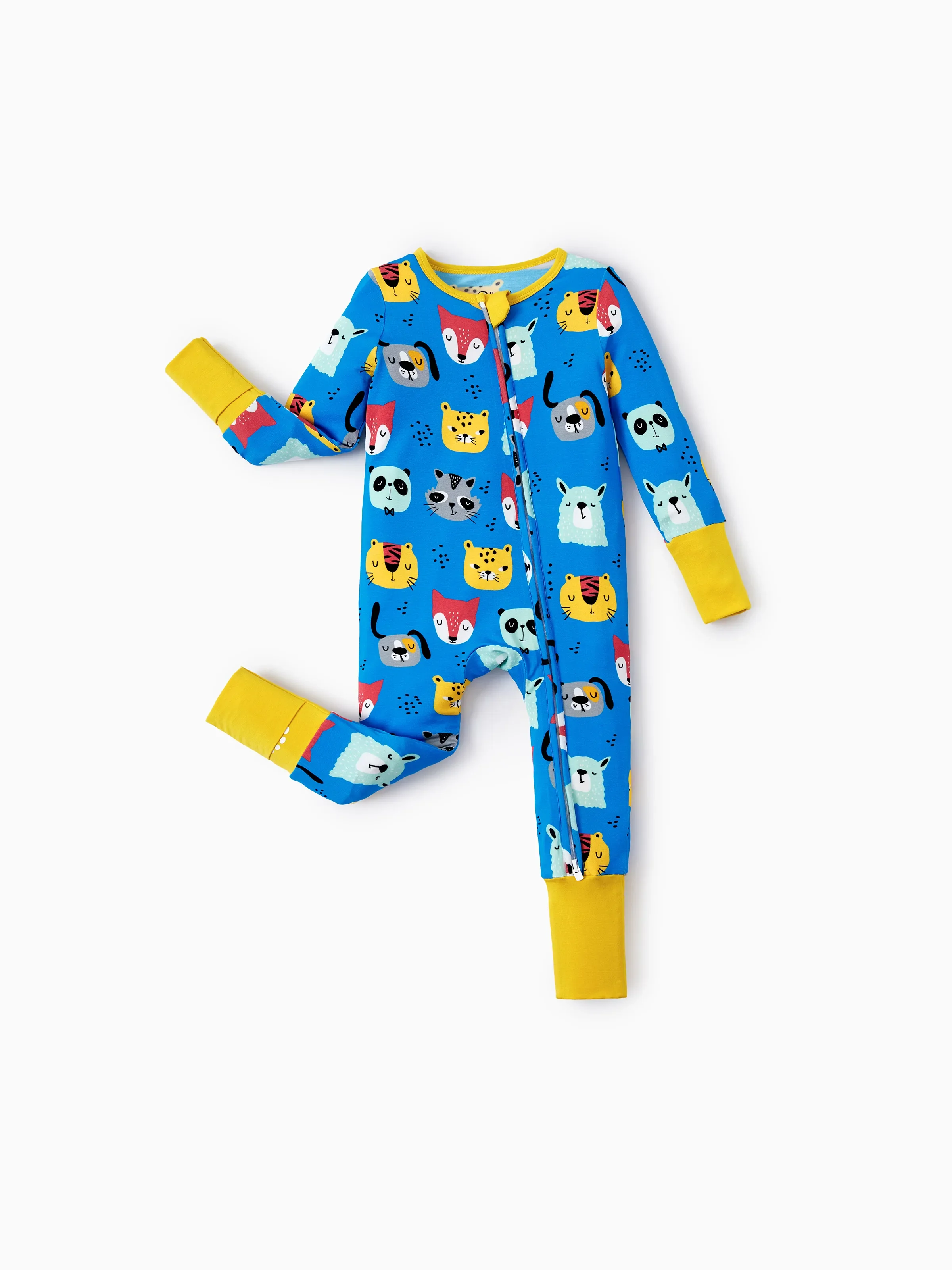 Bamboo Baby Boy/Girl 2-Pack Natural Animal or Plant Long Sleeve Romper 2-Way Zip Anti Slip Footie Yellow - Image 9