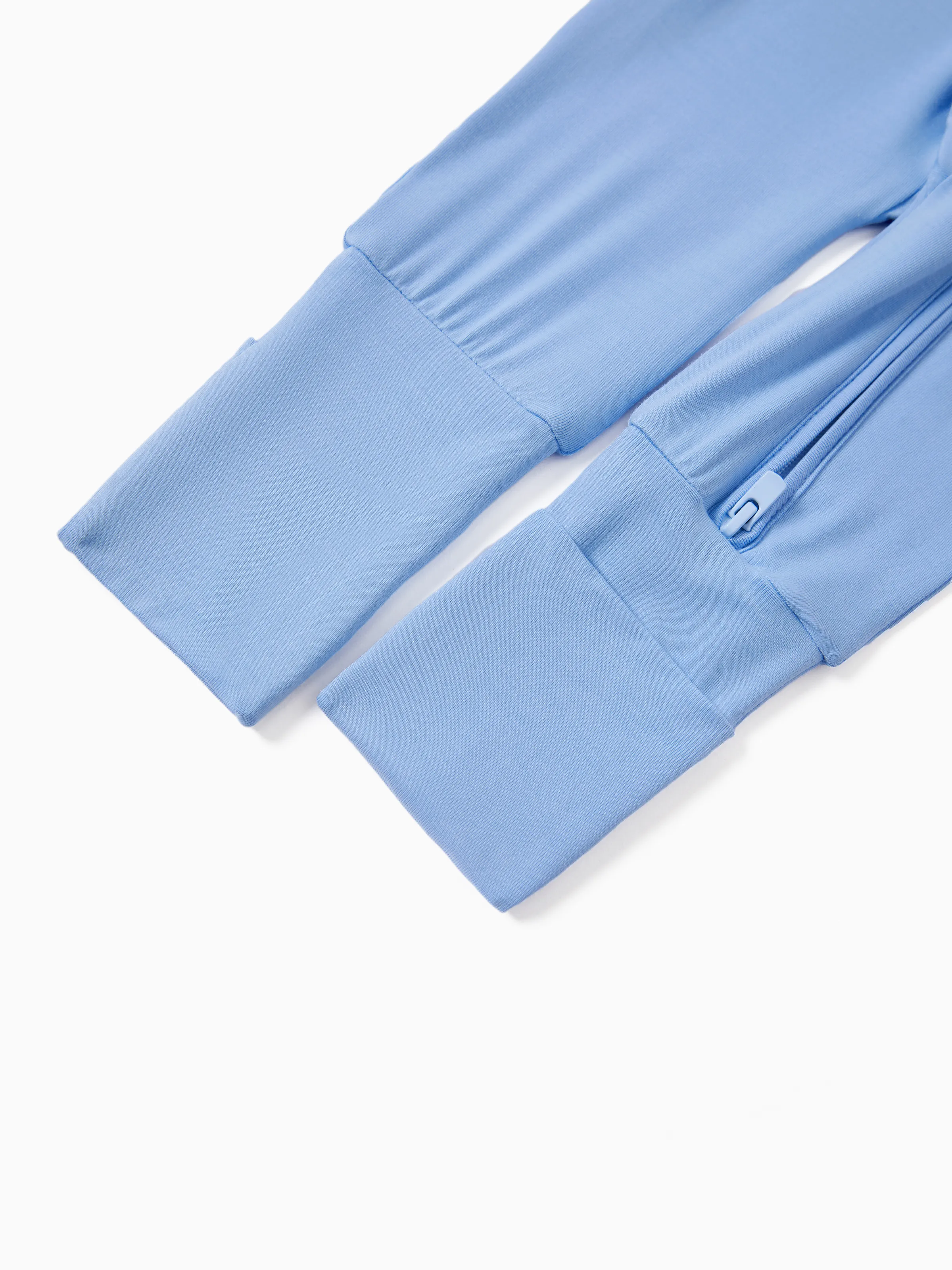 Bamboo Baby Boy/Girl 2-Pack Solid&Bee Printed 2-Way Zipper Anti Slip Footie Blue - Image 12