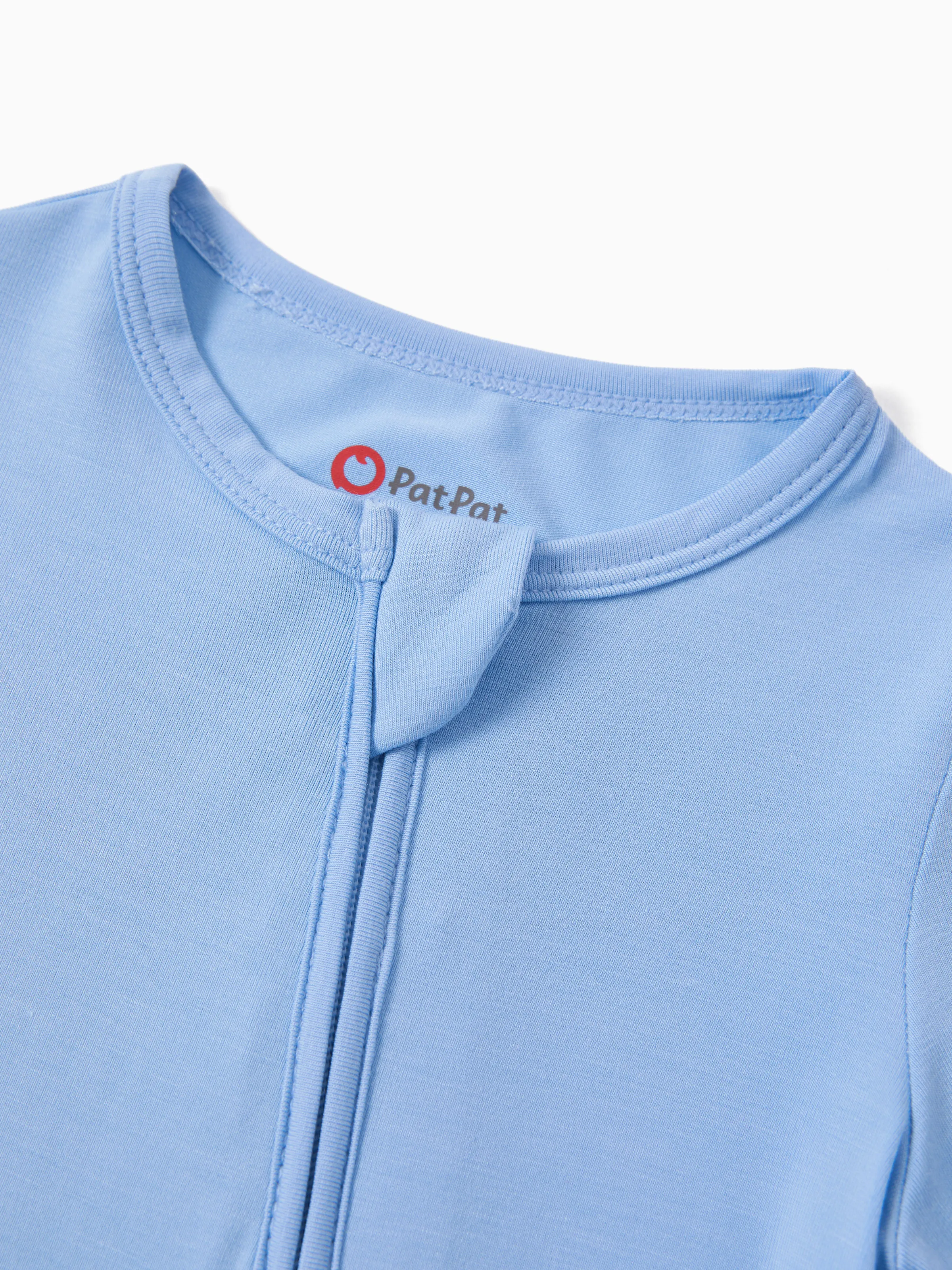 Bamboo Baby Boy/Girl 2-Pack Solid&Bee Printed 2-Way Zipper Anti Slip Footie Blue - Image 14