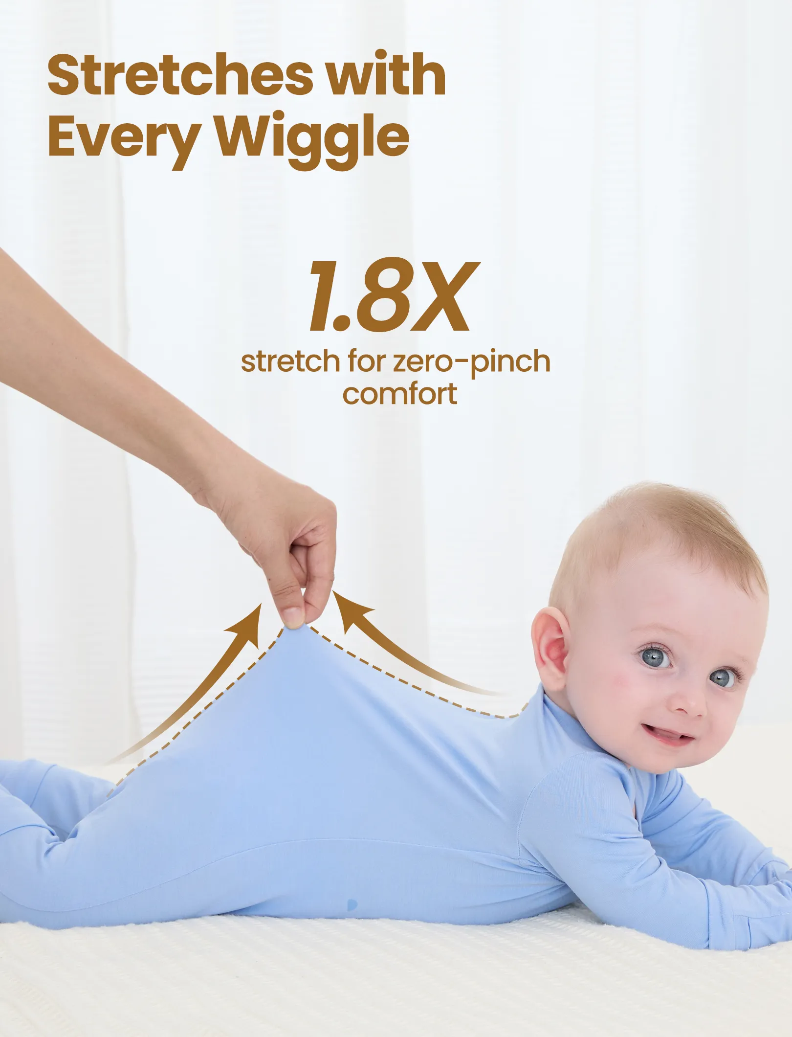 Bamboo Baby Boy/Girl 2-Pack Solid&Bee Printed 2-Way Zipper Anti Slip Footie Blue - Image 4