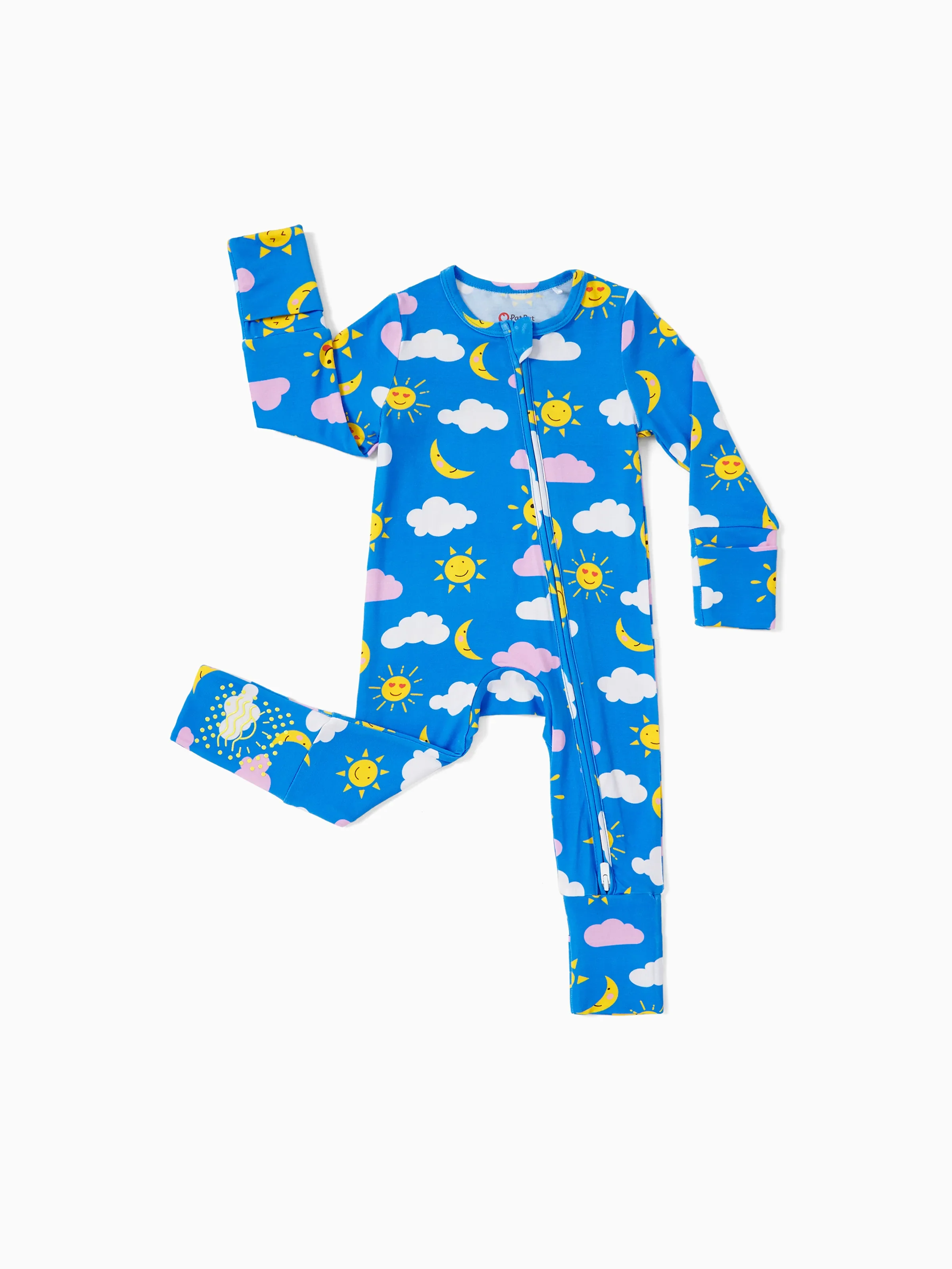 Bamboo Baby Boy/Girl 2-Pack Solid&Bee Printed 2-Way Zipper Anti Slip Footie Blue - Image 7
