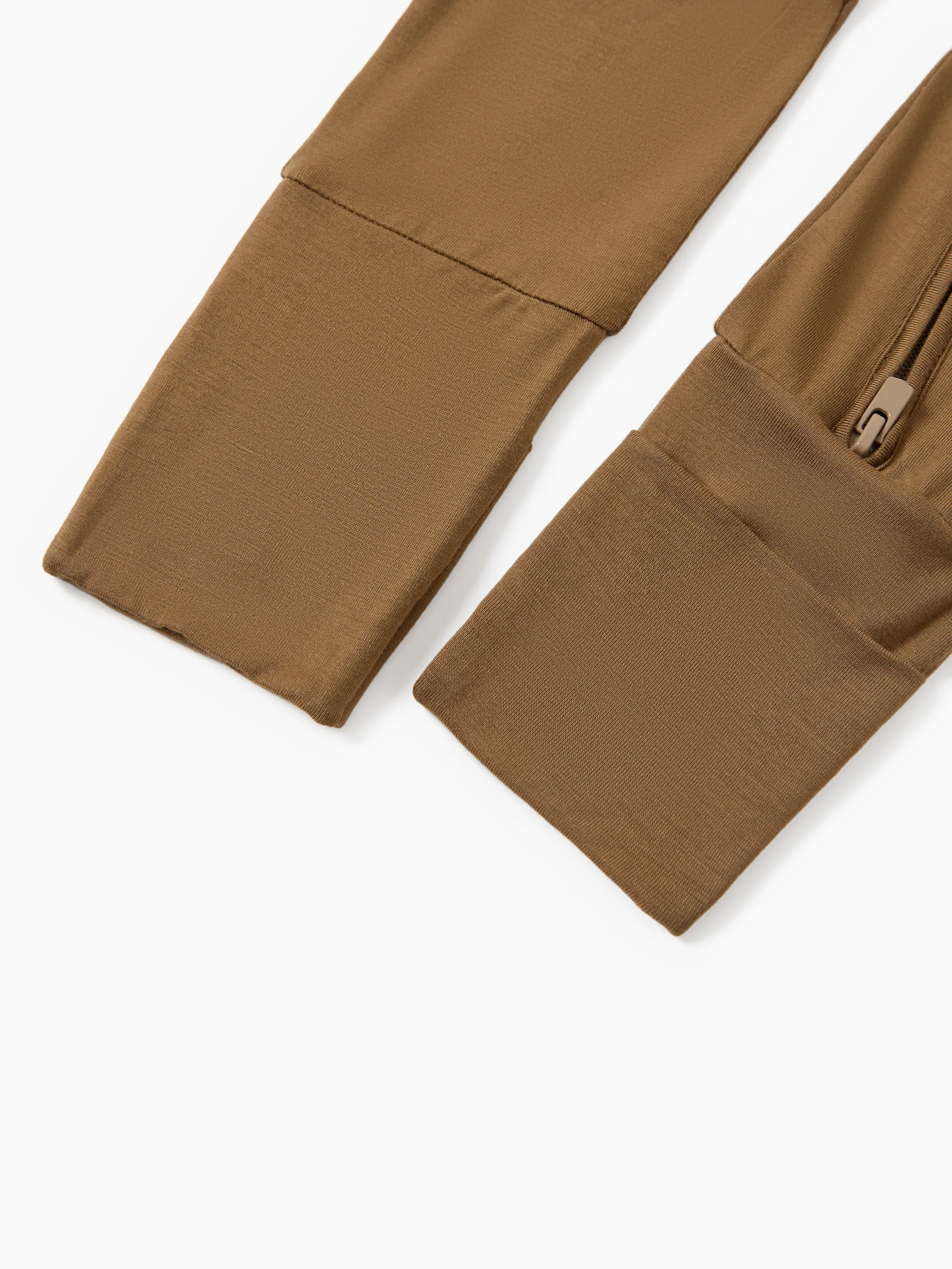 Bamboo Baby Boy/Girl 2-Pack Solid&Bee Printed 2-Way Zipper Anti Slip Footie Coffee - Image 12