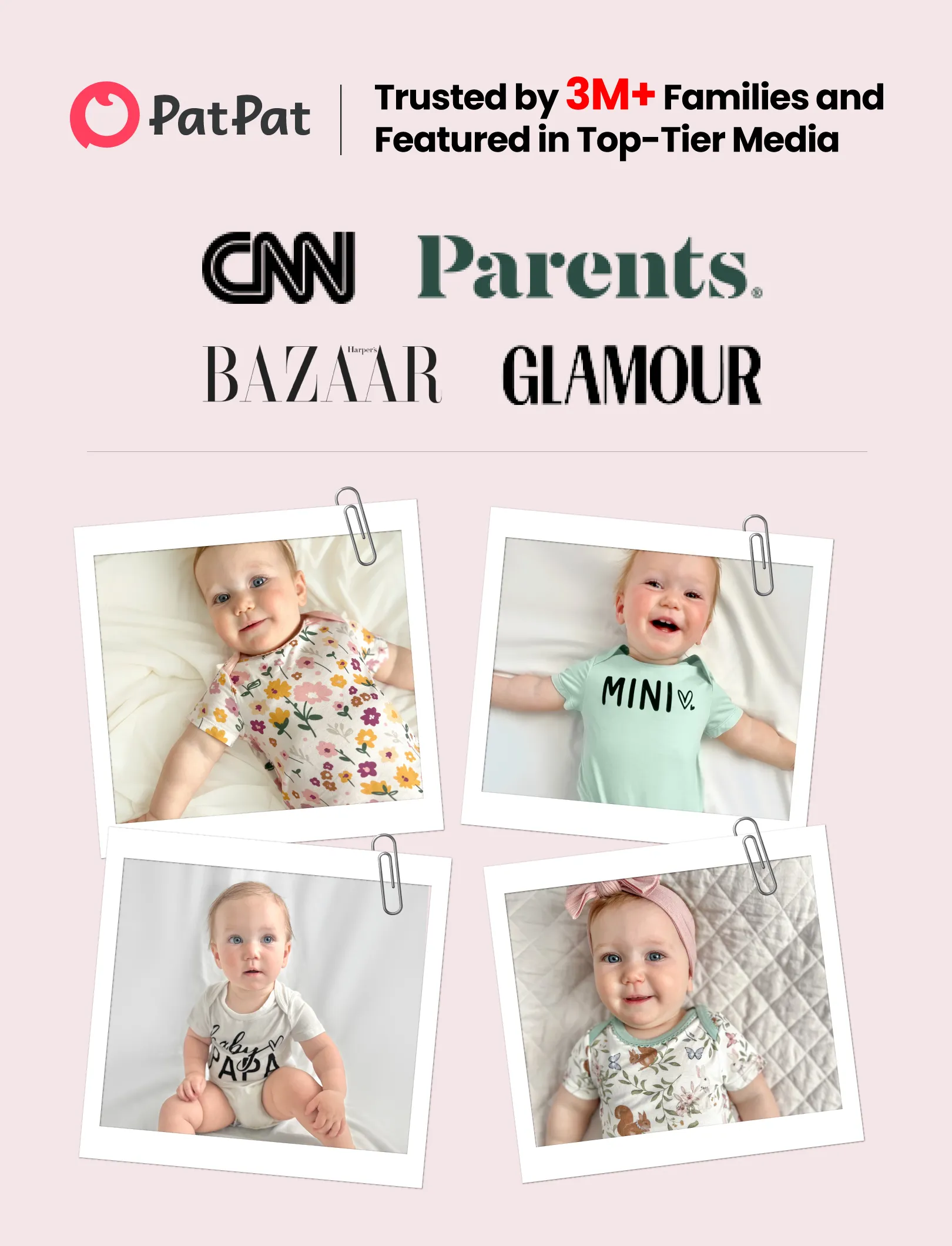 Bamboo Baby Boy/Girl 2-Pack Solid&Printed Rompers Set Pink - Image 7