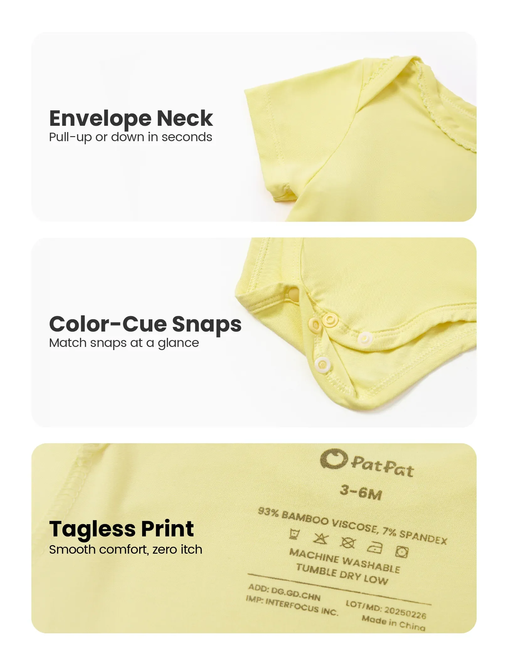 Bamboo Baby Boy/Girl 2-Pack Solid&Printed Rompers Set Yellow - Image 6