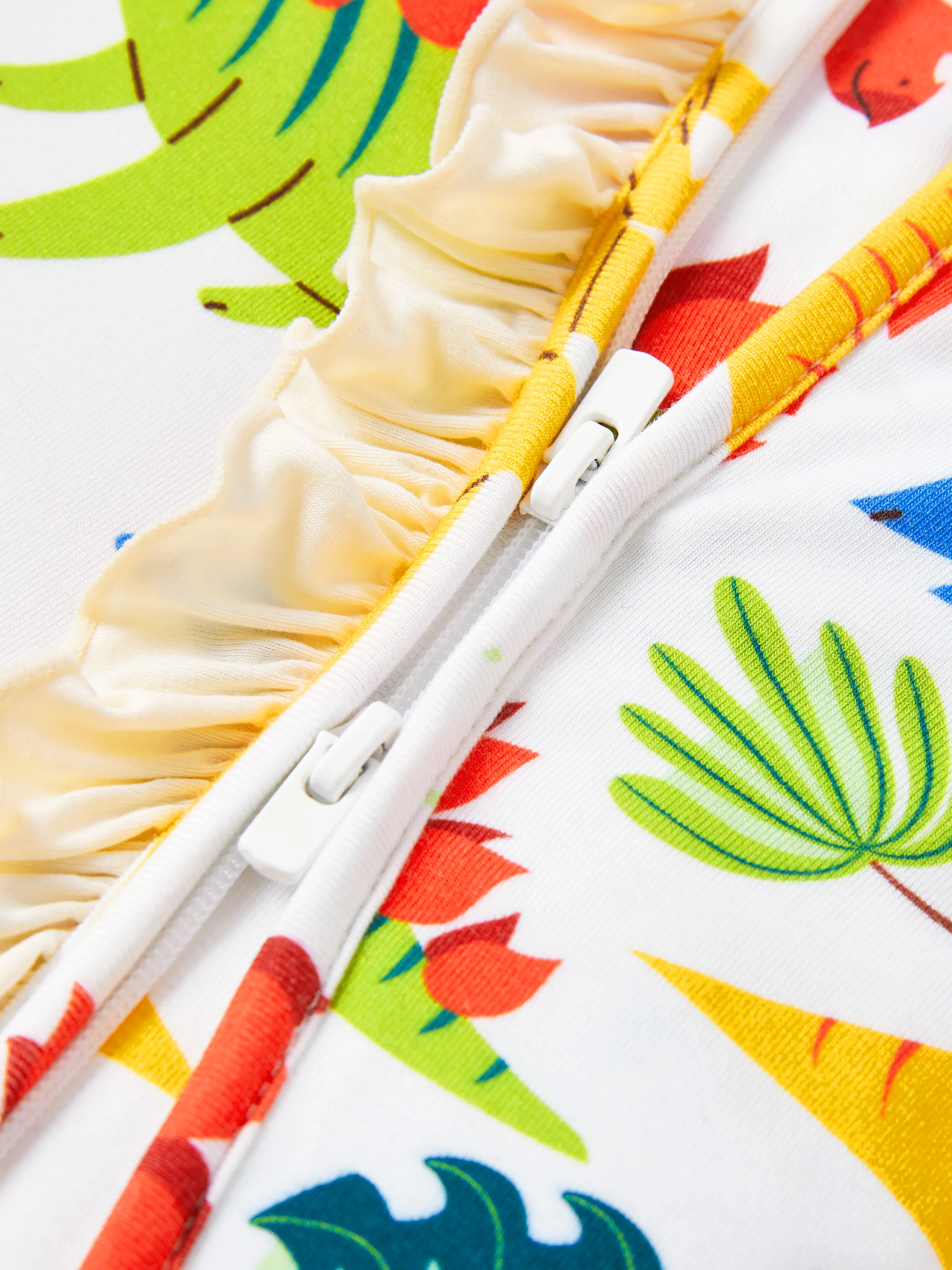 Bamboo Baby Boy/Girl Animal Printed 2-Way Zipper Anti Slip Long-sleeve Footie with Hairband Apricot Yellow - Image 12