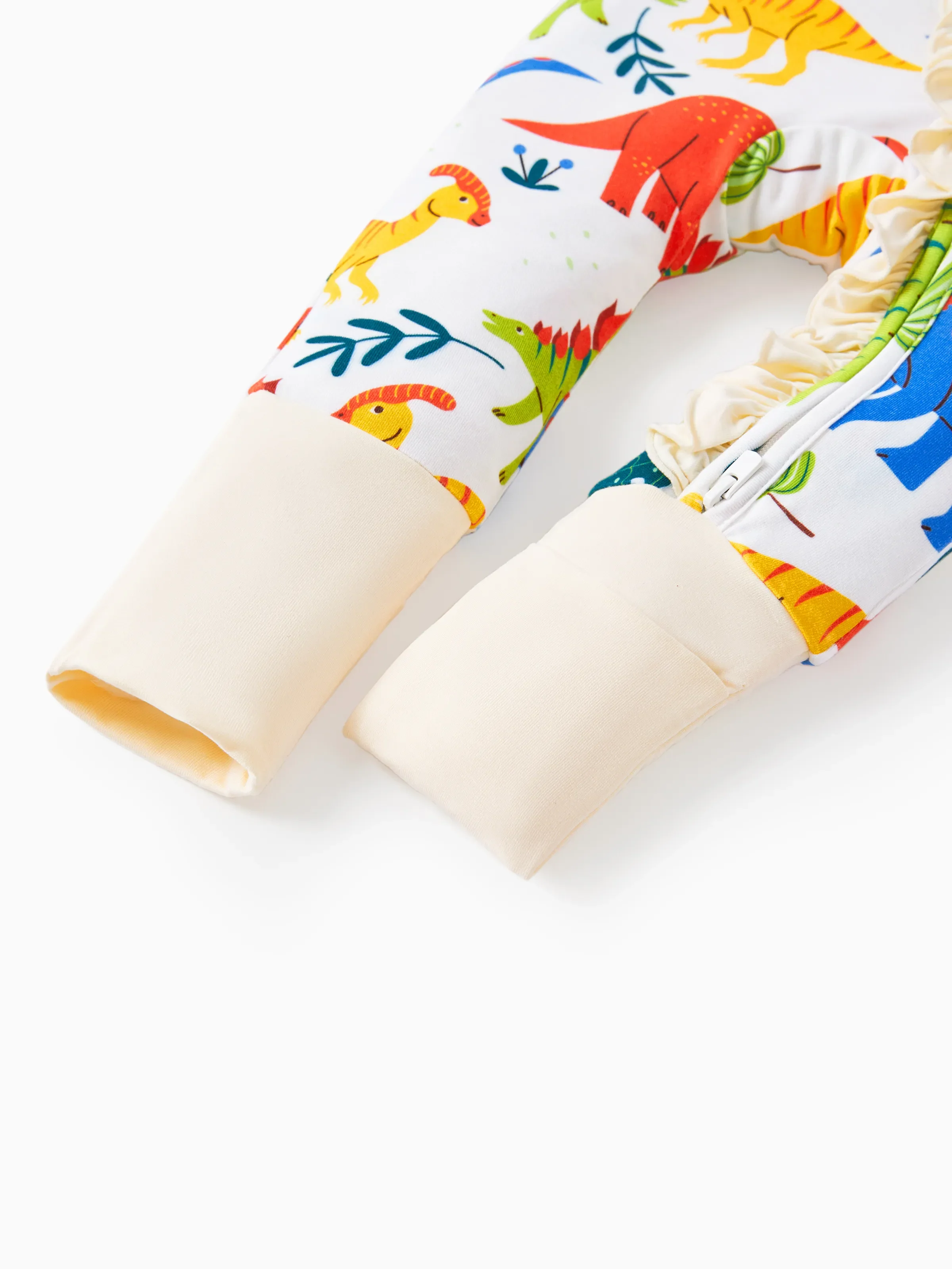 Bamboo Baby Boy/Girl Animal Printed 2-Way Zipper Anti Slip Long-sleeve Footie with Hairband Apricot Yellow - Image 14