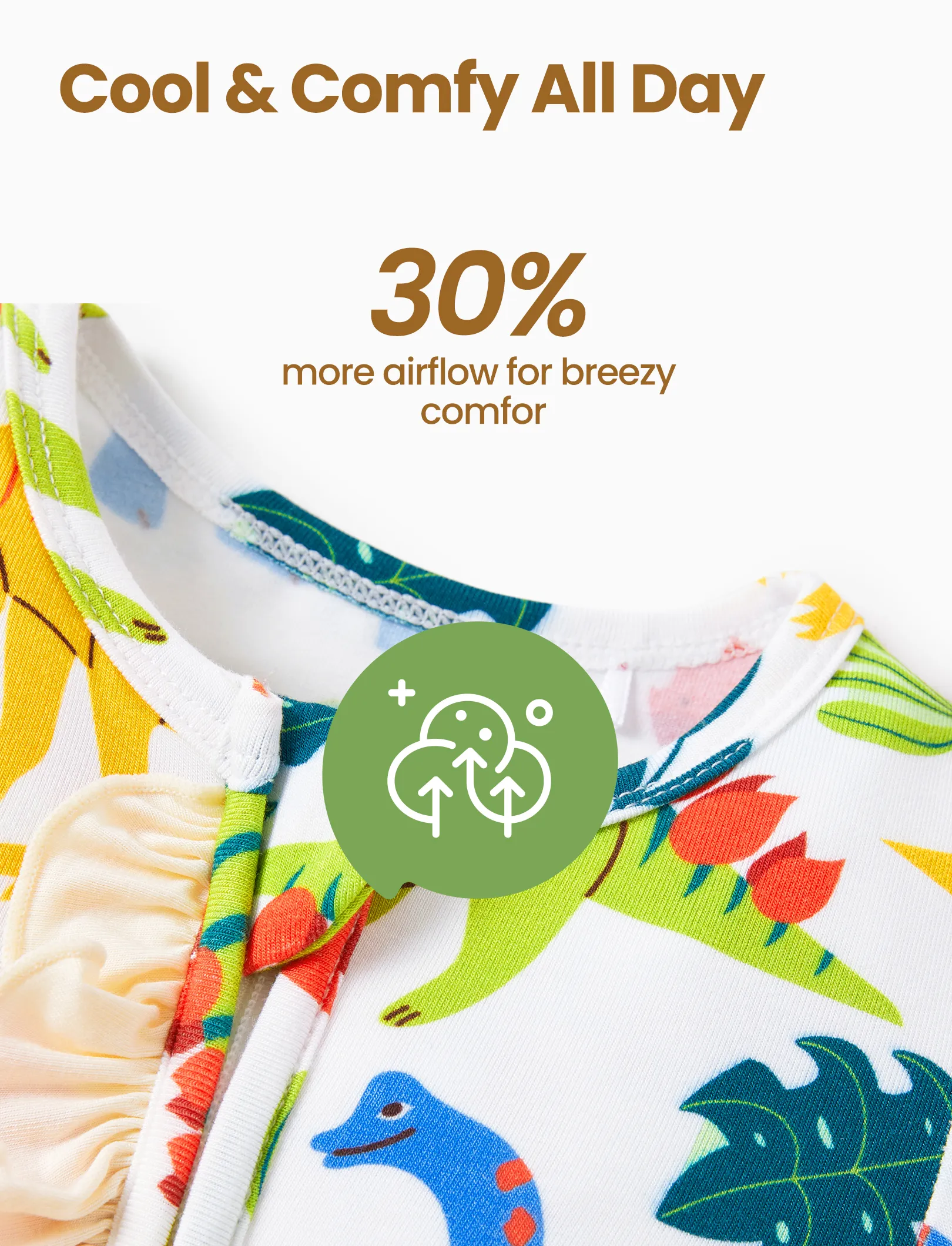 Bamboo Baby Boy/Girl Animal Printed 2-Way Zipper Anti Slip Long-sleeve Footie with Hairband Apricot Yellow - Image 3