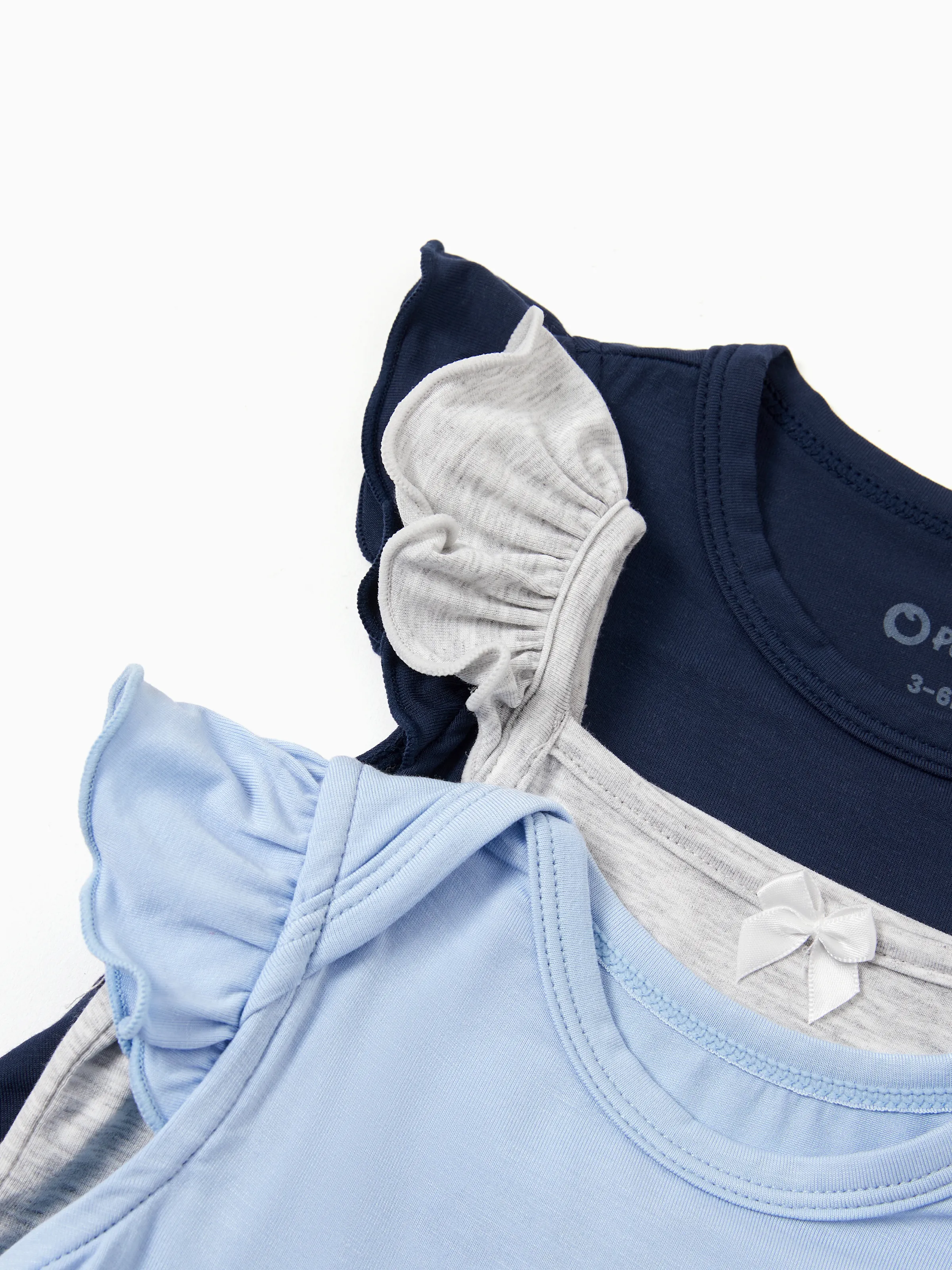 Bamboo Baby Girl Solid Color 3-Piece Rompers Set Blue - Image 3