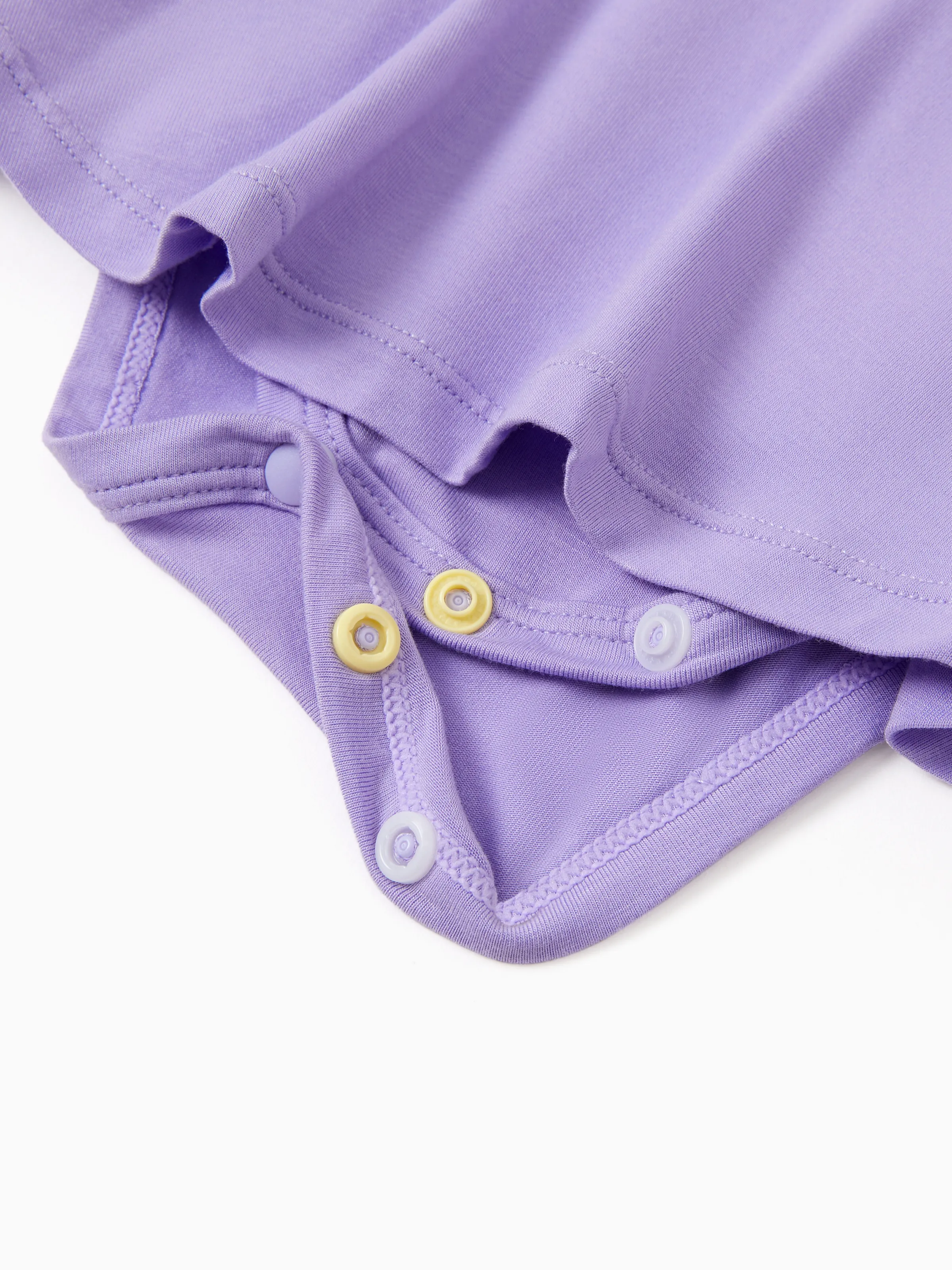 Bamboo Baby Girl Solid Color 3-Piece Rompers Set Purple - Image 5
