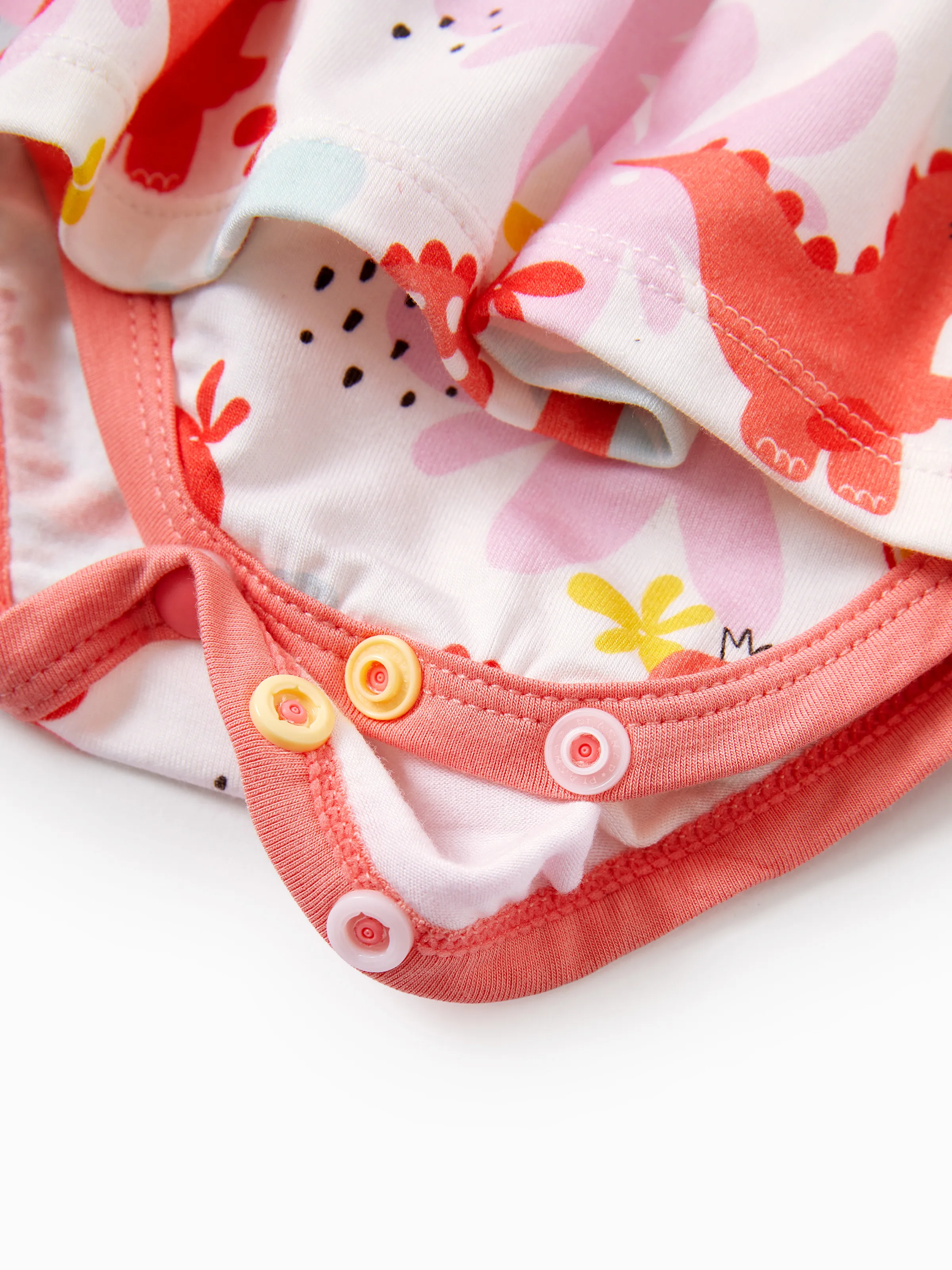 Bamboo Baby Girl Solid Color and Cartoon Animal Pattern 2-Piece Sleeveless Dress With Bodysuit Set incarnadinepink - Image 6