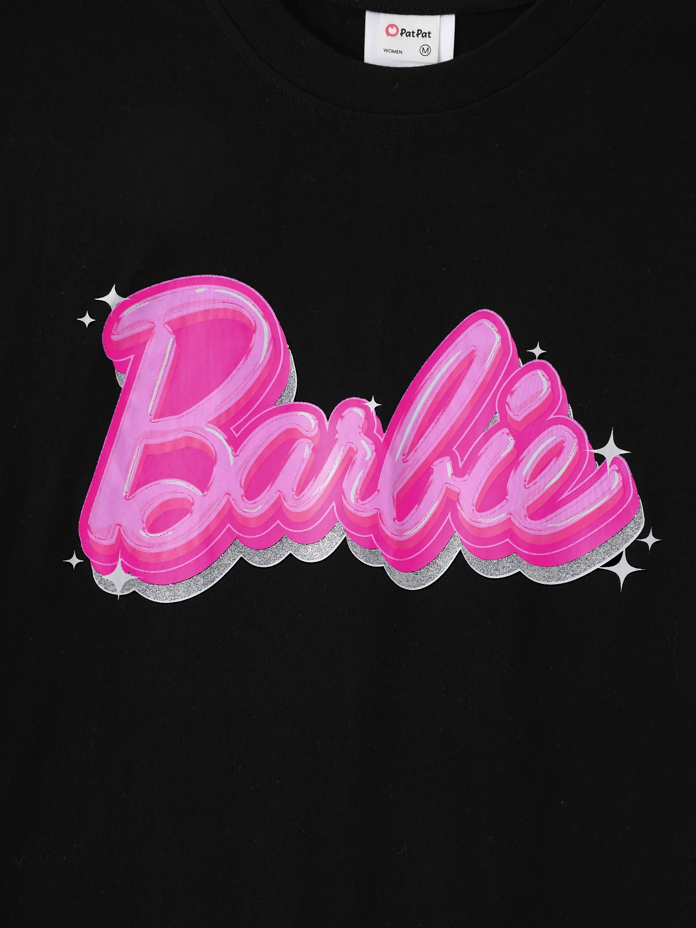 Barbie Mommy and Me Letter Print Short Sleeve Cotton Tee Black - Image 4