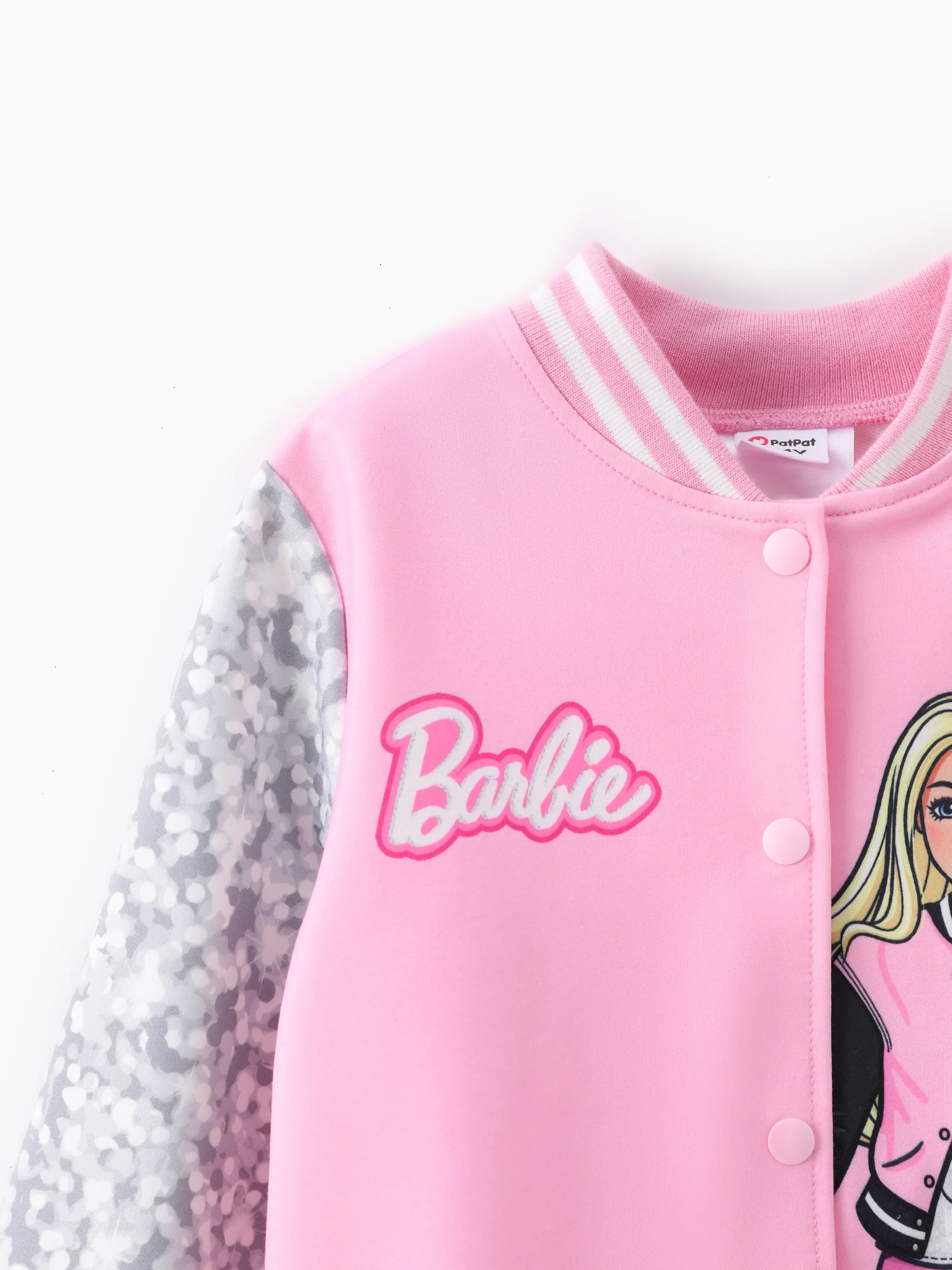 Barbie Outfit Toddler/Kid Girl Naia™ Letter Print Colorblock Lightweight Bomber Jacket Pink - Image 3