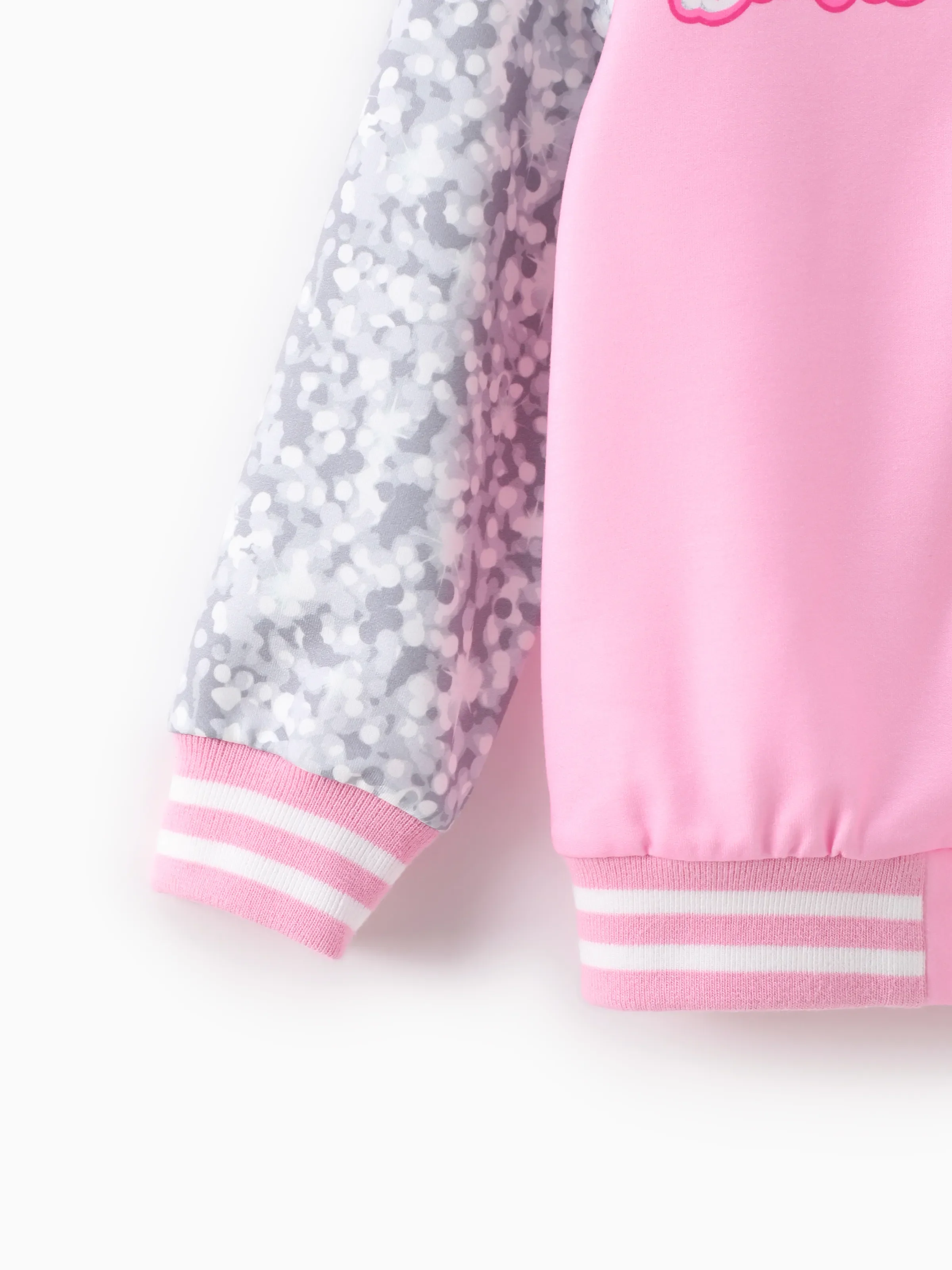 Barbie Outfit Toddler/Kid Girl Naia™ Letter Print Colorblock Lightweight Bomber Jacket Pink - Image 5