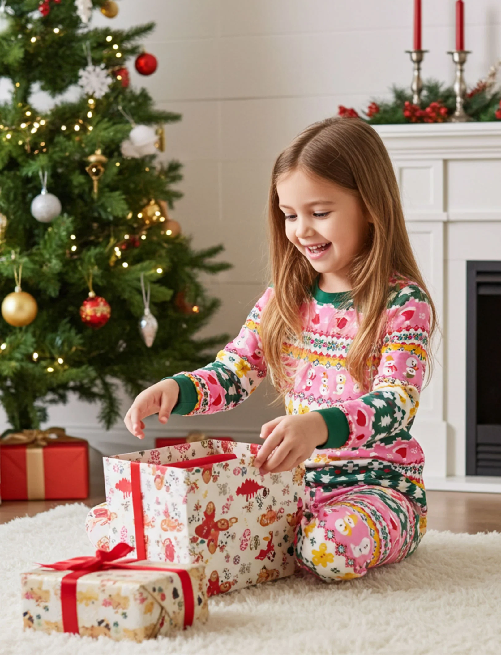 Christmas / Halloween Pajama 2-Piece Upgraded Thick Bamboo Pajama Set With Childlike Print for Toddler / Kids Girl (Snug-Fitting) Multi-color - Image 8