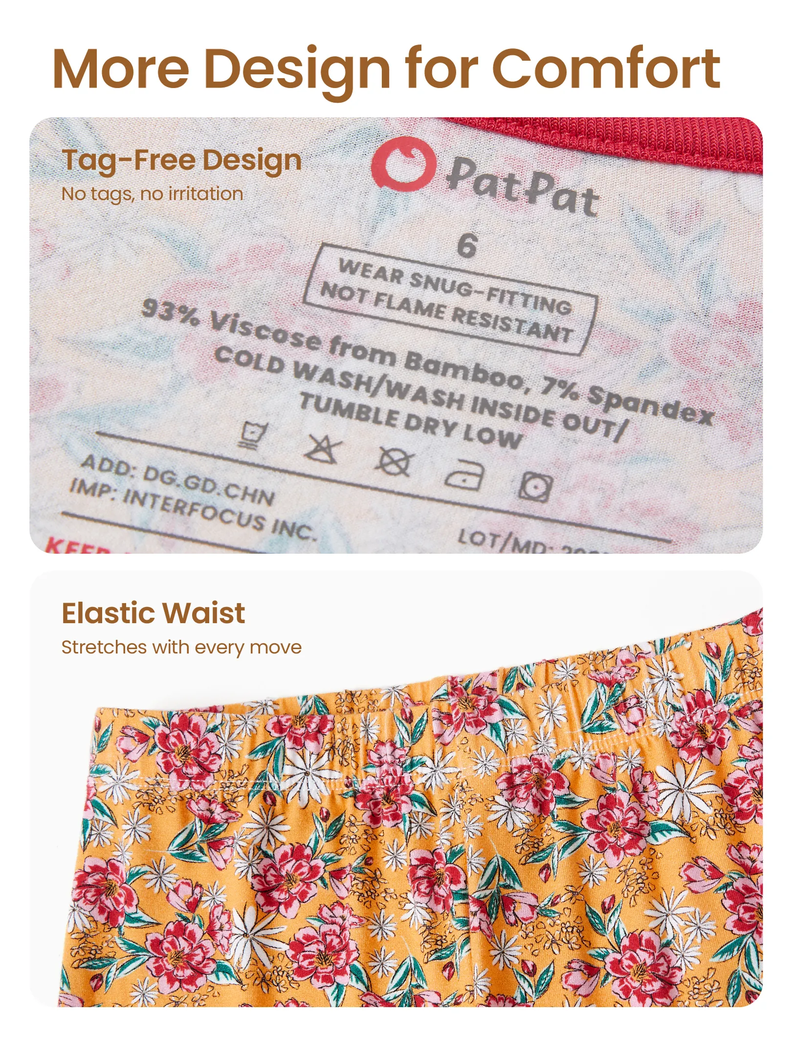 Christmas / Halloween Pajama 2-Piece Upgraded Thick Bamboo Pajama Set With Childlike Print for Toddler / Kids Girl (Snug-Fitting) Orange - Image 5