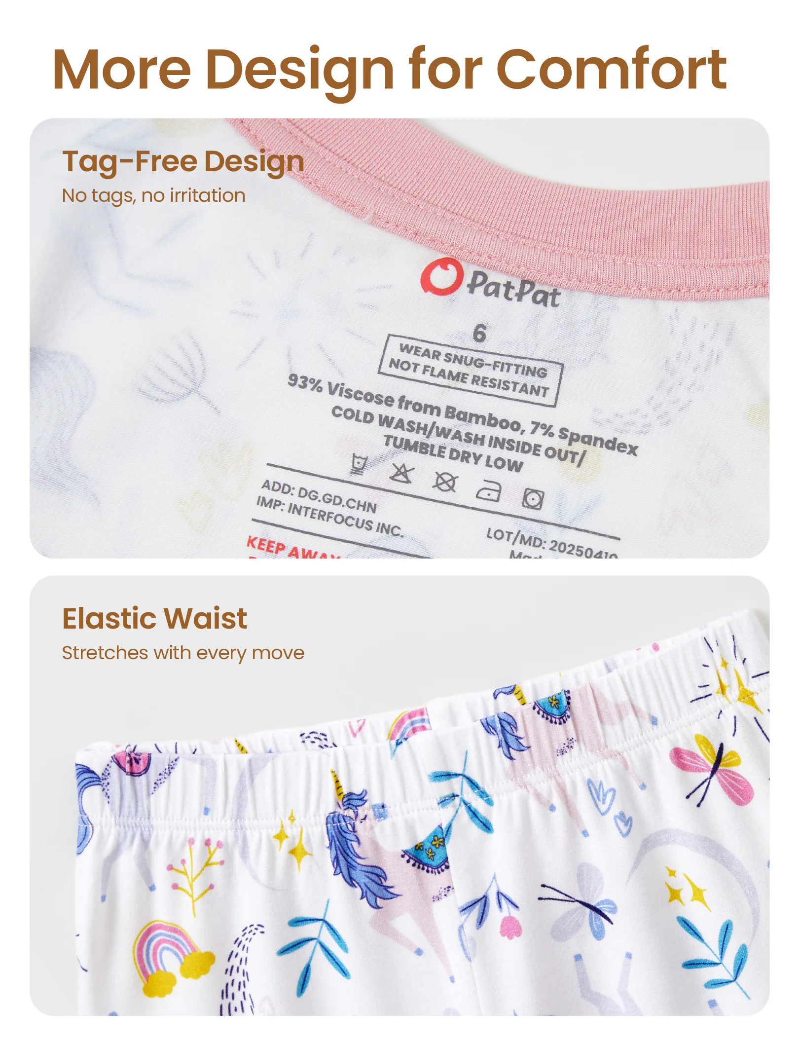 Christmas / Halloween Pajama 2-Piece Upgraded Thick Bamboo Pajama Set With Childlike Print for Toddler / Kids Girl (Snug-Fitting) Pink - Image 4