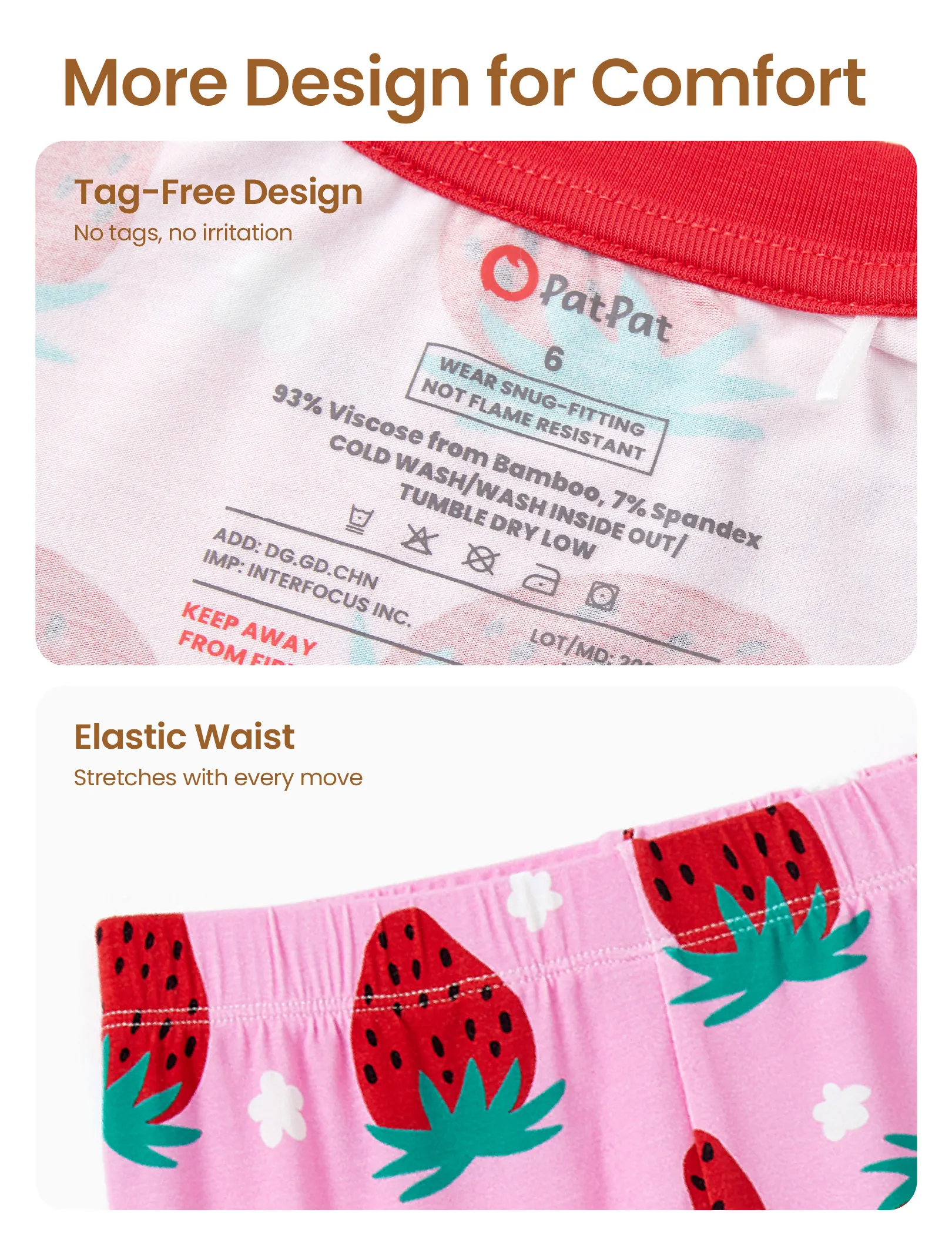 Christmas / Halloween Pajama 2-Piece Upgraded Thick Bamboo Pajama Set With Childlike Print for Toddler / Kids Girl (Snug-Fitting) Red - Image 5