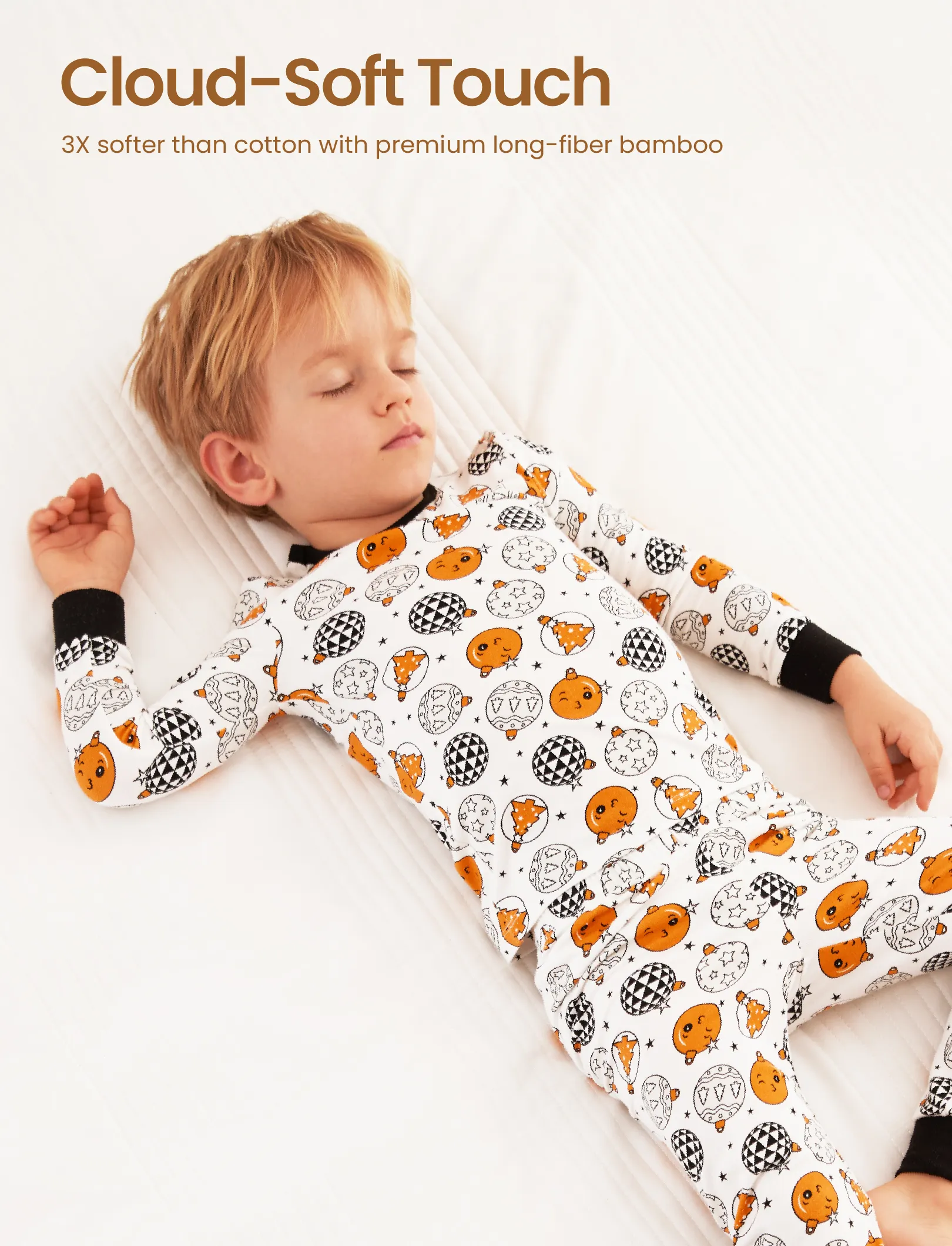 Christmas / Halloween Pajama 2-piece Bamboo Pajamas Set With Childlike Print for Baby / Toddler( Snug-Fitting) Orange - Image 3