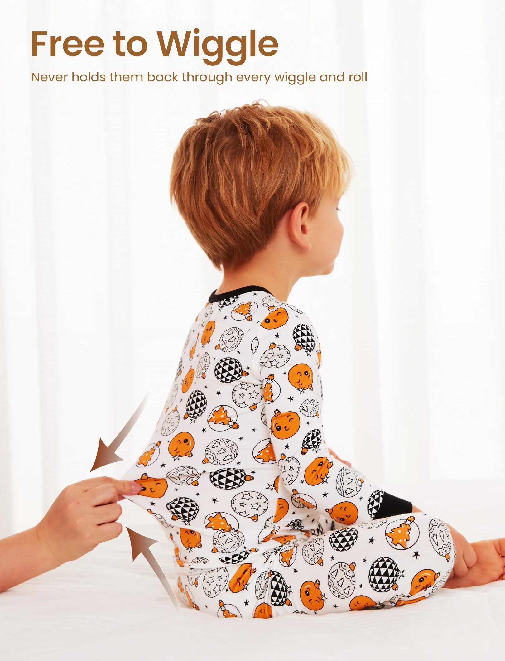 Christmas / Halloween Pajama 2-piece Bamboo Pajamas Set With Childlike Print for Baby / Toddler( Snug-Fitting) Orange - Image 4
