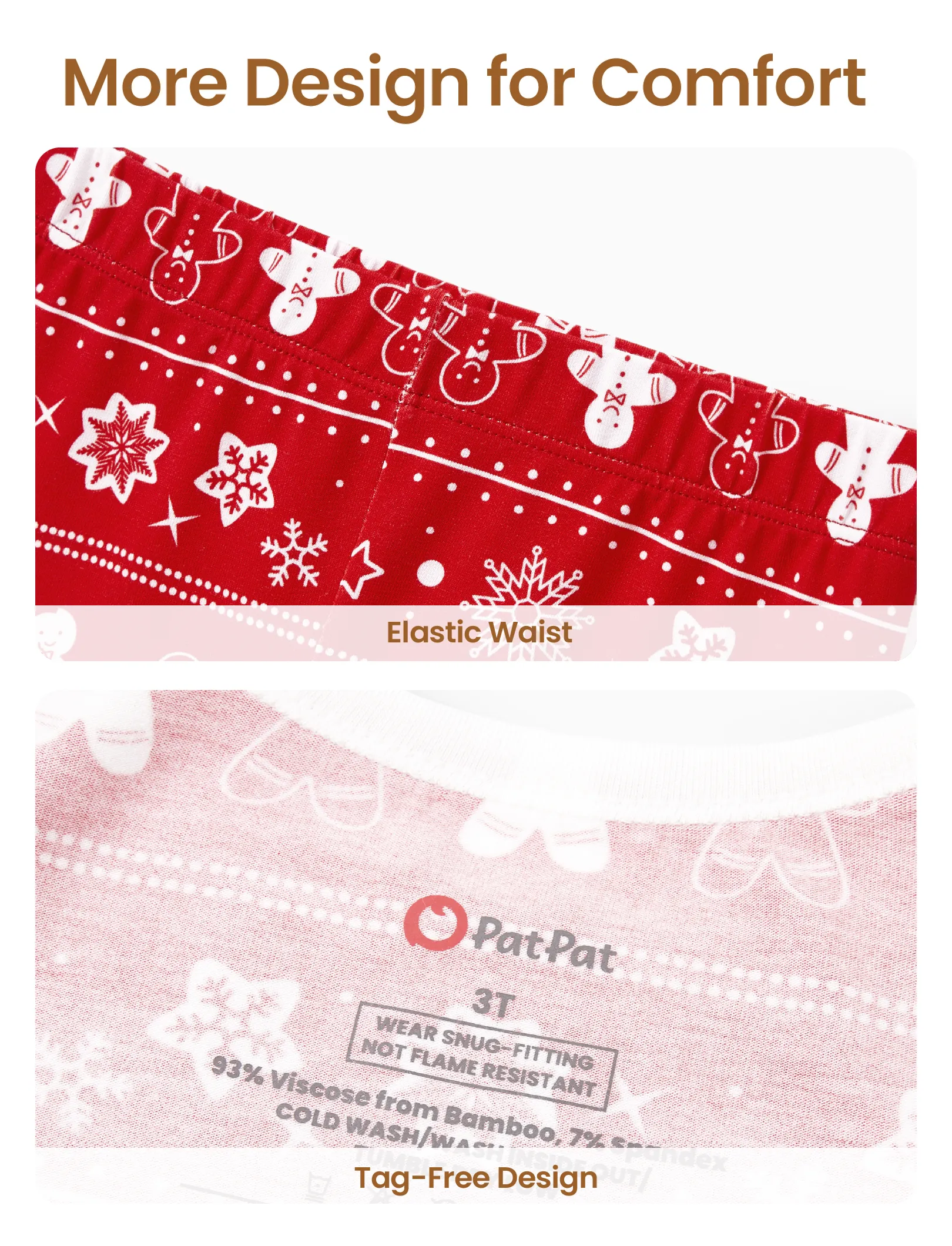 Christmas / Halloween Pajama 2-piece Bamboo Pajamas Set With Childlike Print for Baby / Toddler( Snug-Fitting) Red - Image 6