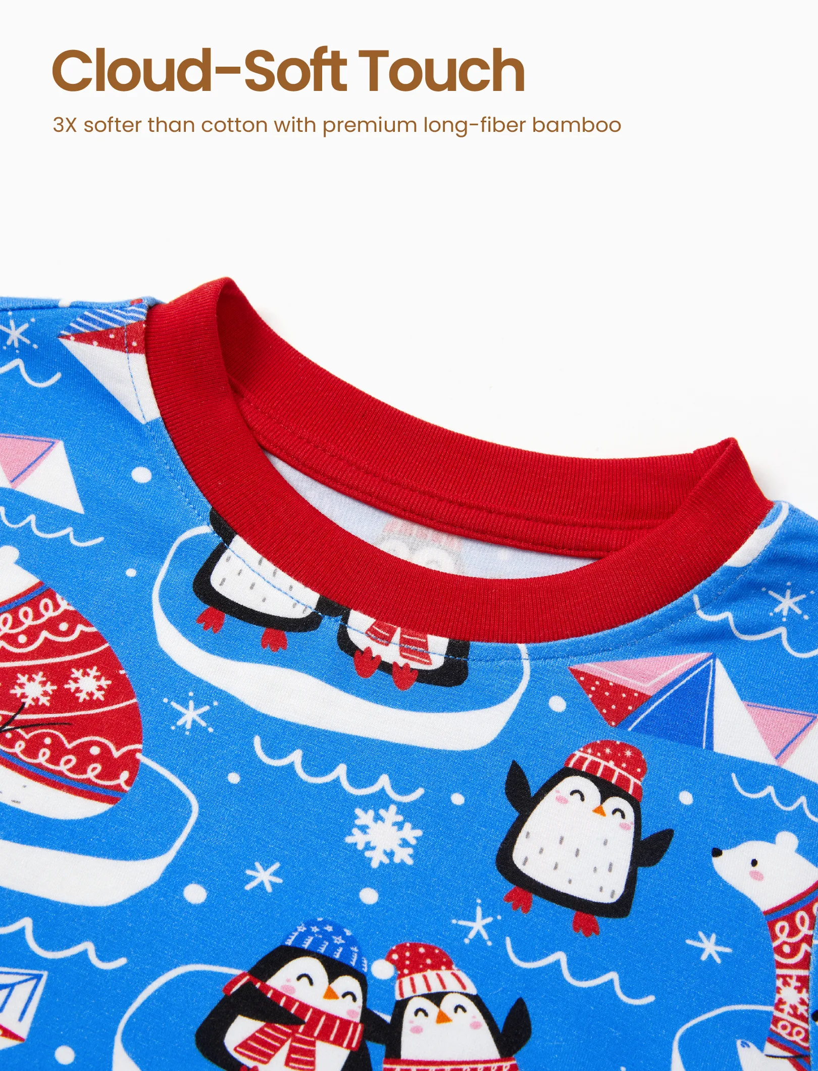 Christmas / Halloween Pajamas 2-piece Bamboo Pajamas Set With Playful Print for Toddler / Kids ( Snug-Fitting) Light Blue - Image 3