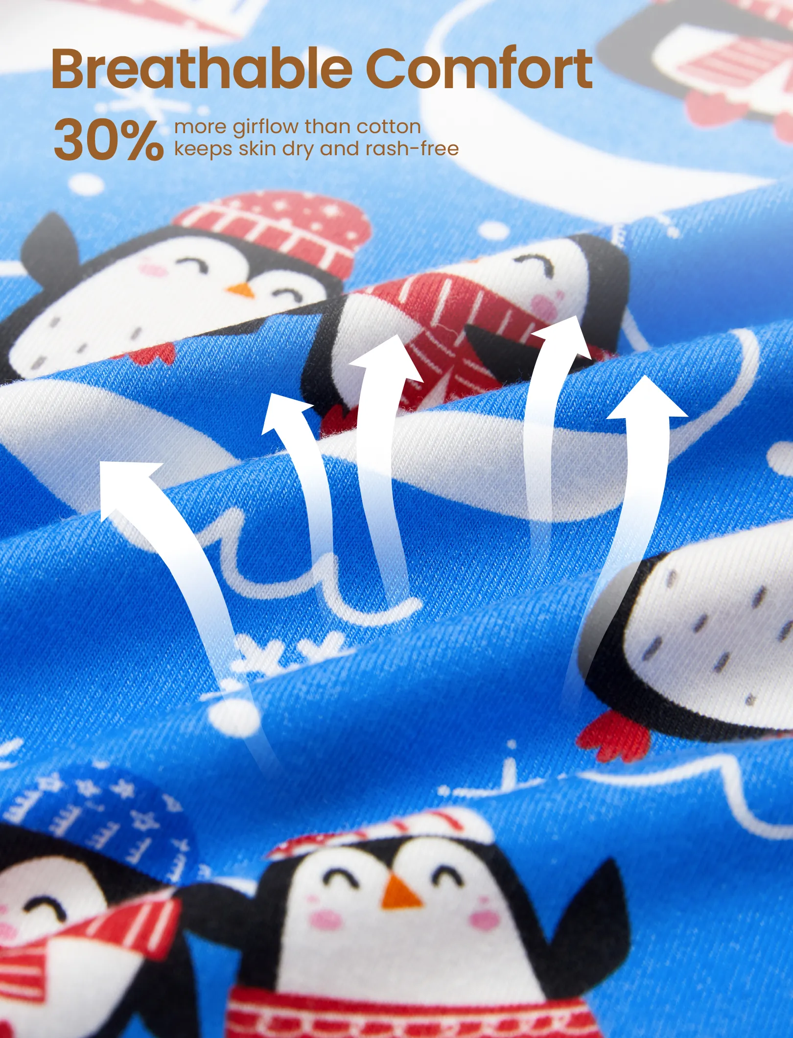 Christmas / Halloween Pajamas 2-piece Bamboo Pajamas Set With Playful Print for Toddler / Kids ( Snug-Fitting) Light Blue - Image 5