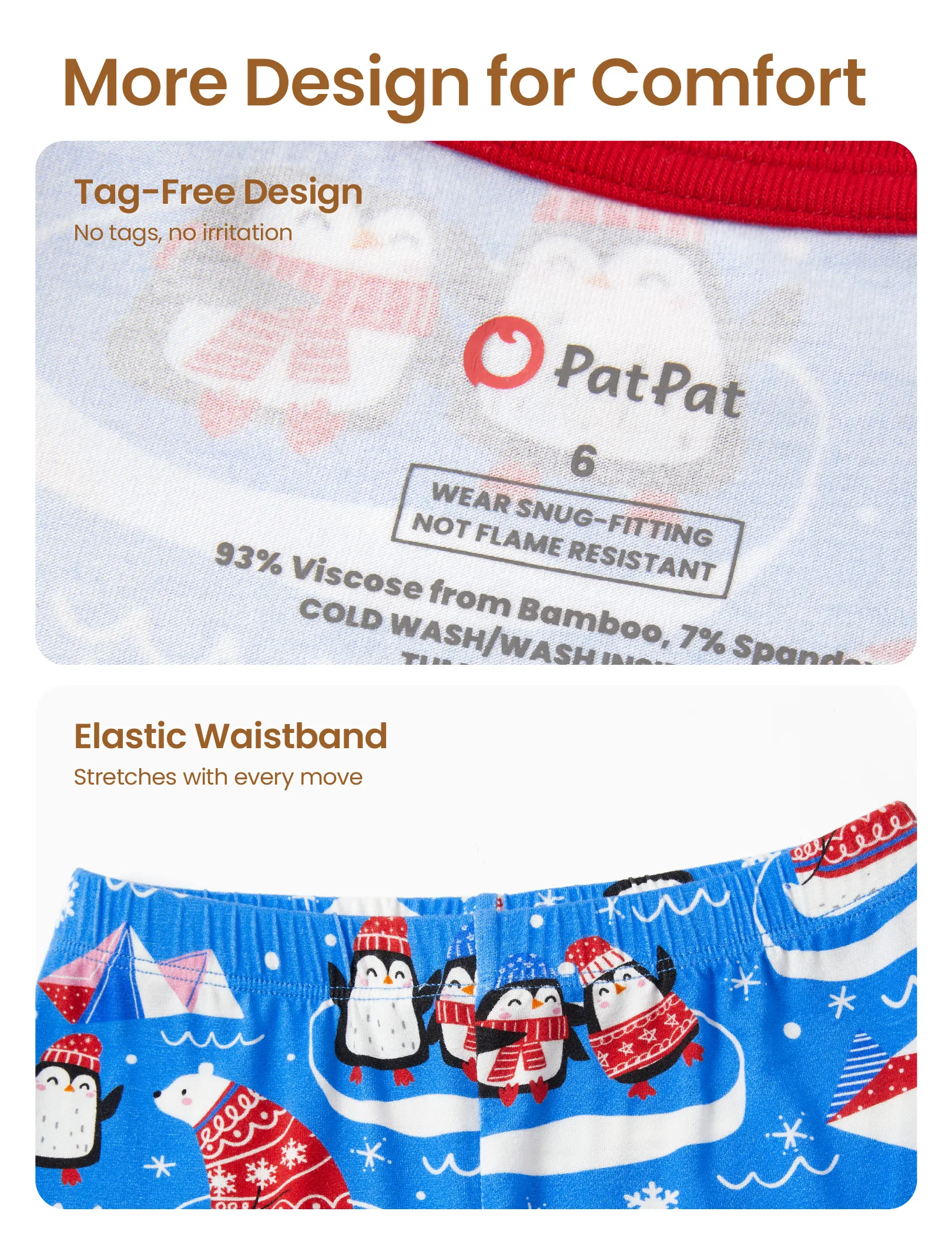 Christmas / Halloween Pajamas 2-piece Bamboo Pajamas Set With Playful Print for Toddler / Kids ( Snug-Fitting) Light Blue - Image 6