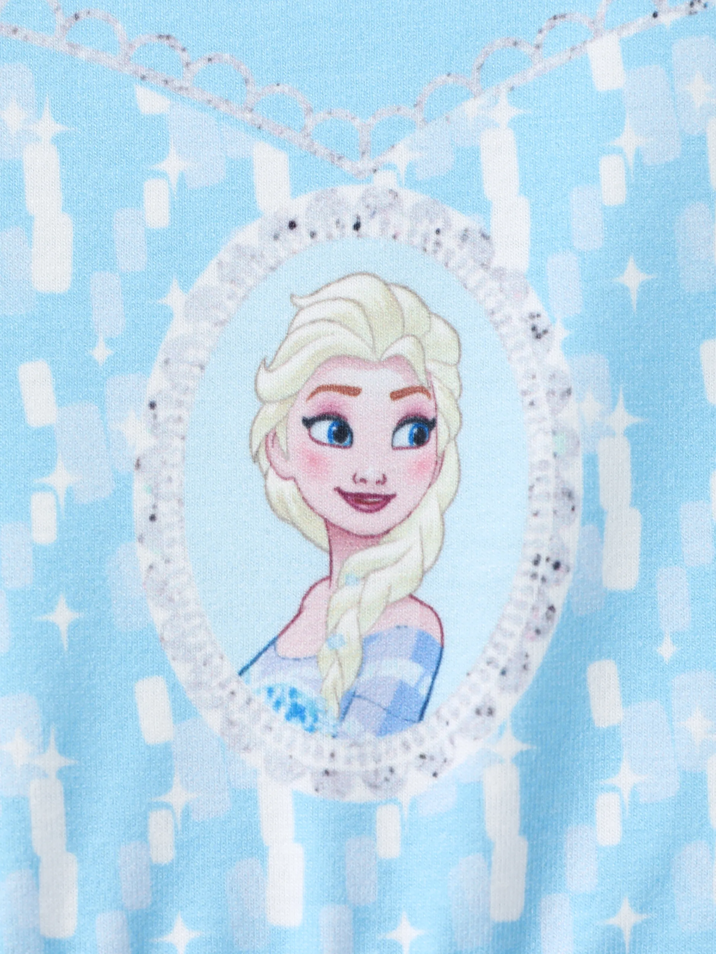 Disney Frozen Toddler Girl Naia™ Elsa Snowflake Print Puff-sleeve Tulle Dresses Blue - Image 5