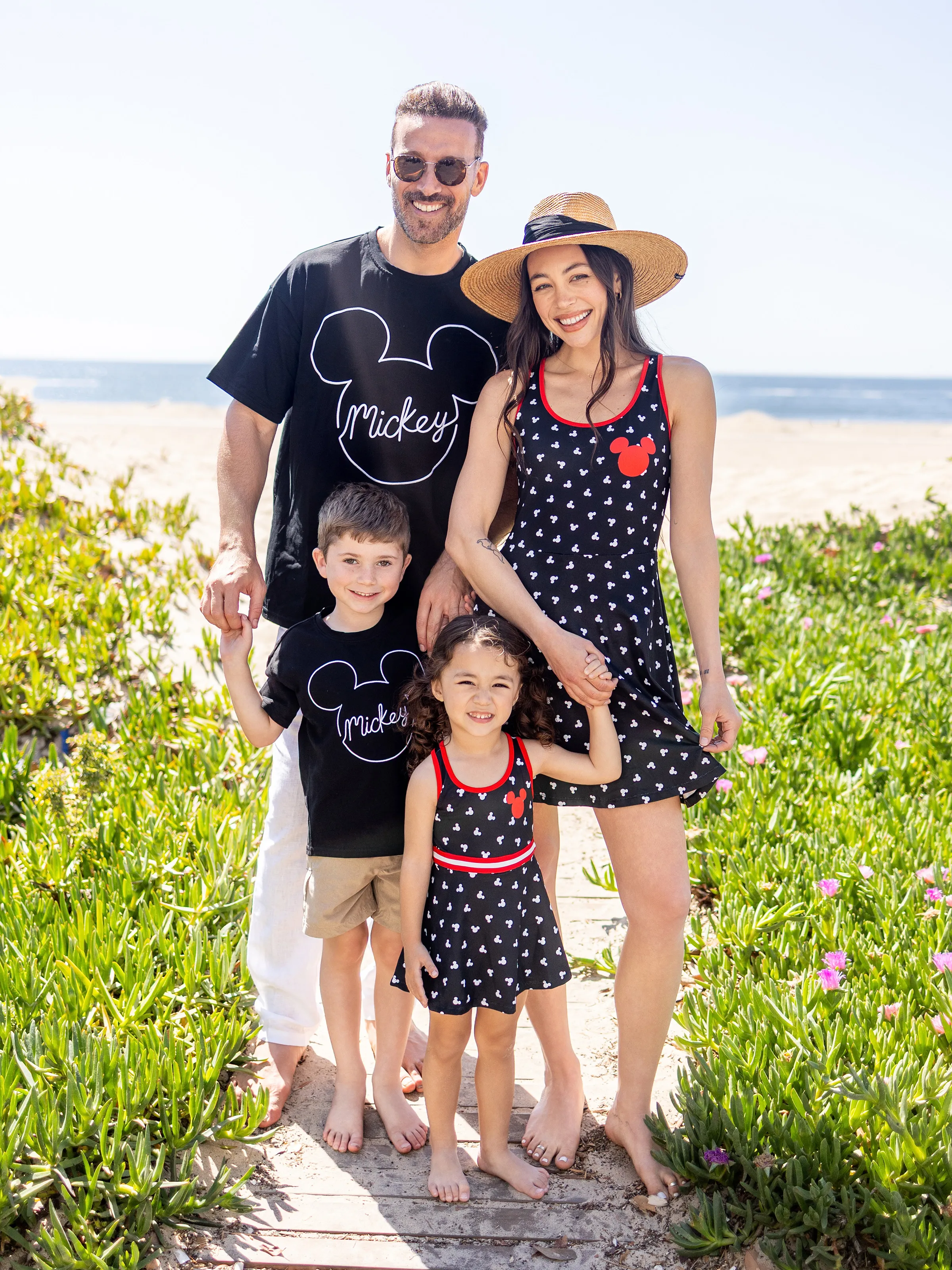 Disney Mickey and Friends Family matching 1pc Mickey Mouse Allover Print Sporty Dress/Cotton Top /Romper Expression Casual Suits Family Set Black - Image 3