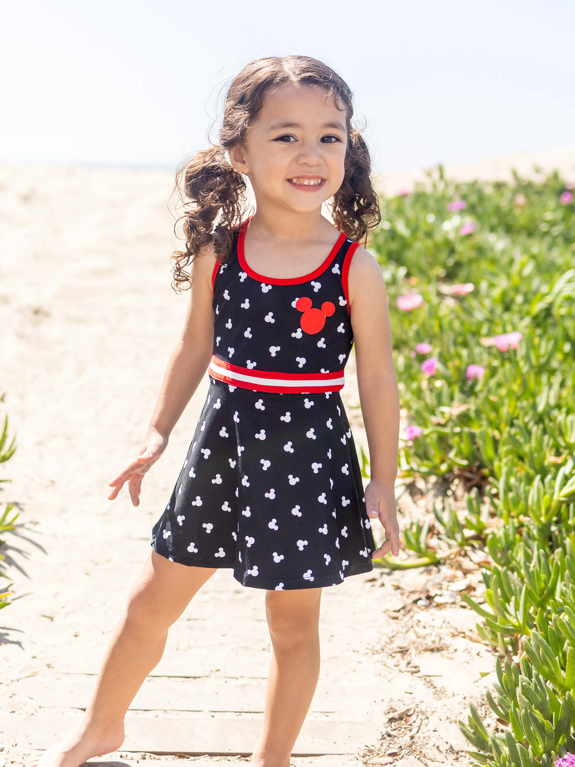 Disney Mickey and Friends Family matching 1pc Mickey Mouse Allover Print Sporty Dress/Cotton Top /Romper Expression Casual Suits Family Set Black - Image 7