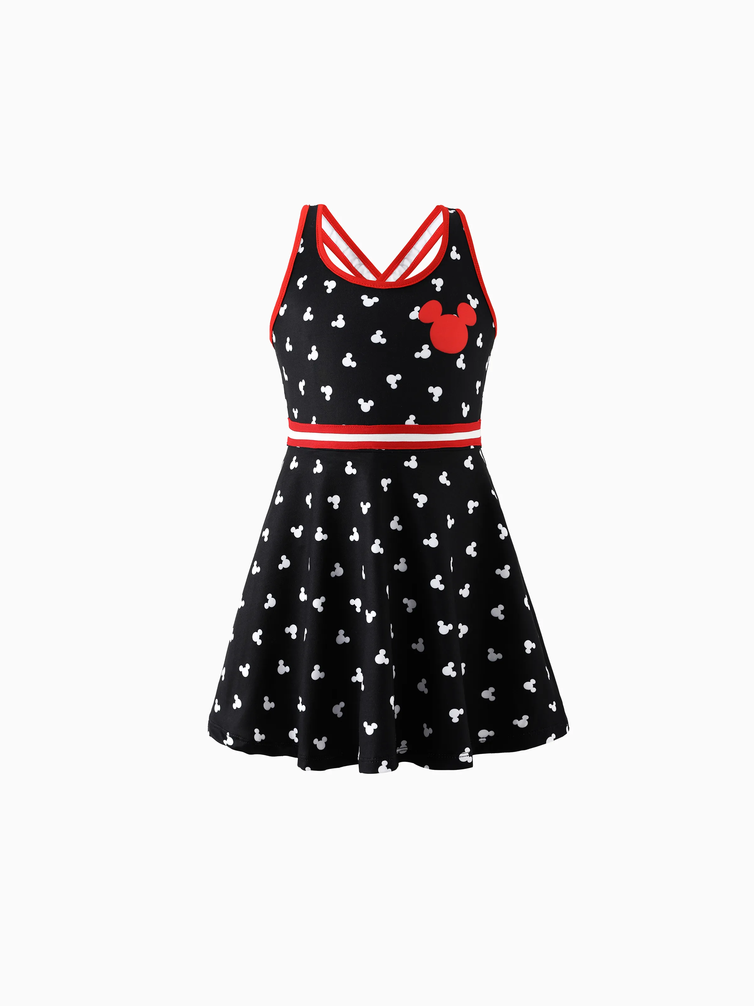 Disney Mickey and Friends Family matching 1pc Mickey Mouse Allover Print Sporty Dress/Cotton Top /Romper Expression Casual Suits Family Set Black - Image 9