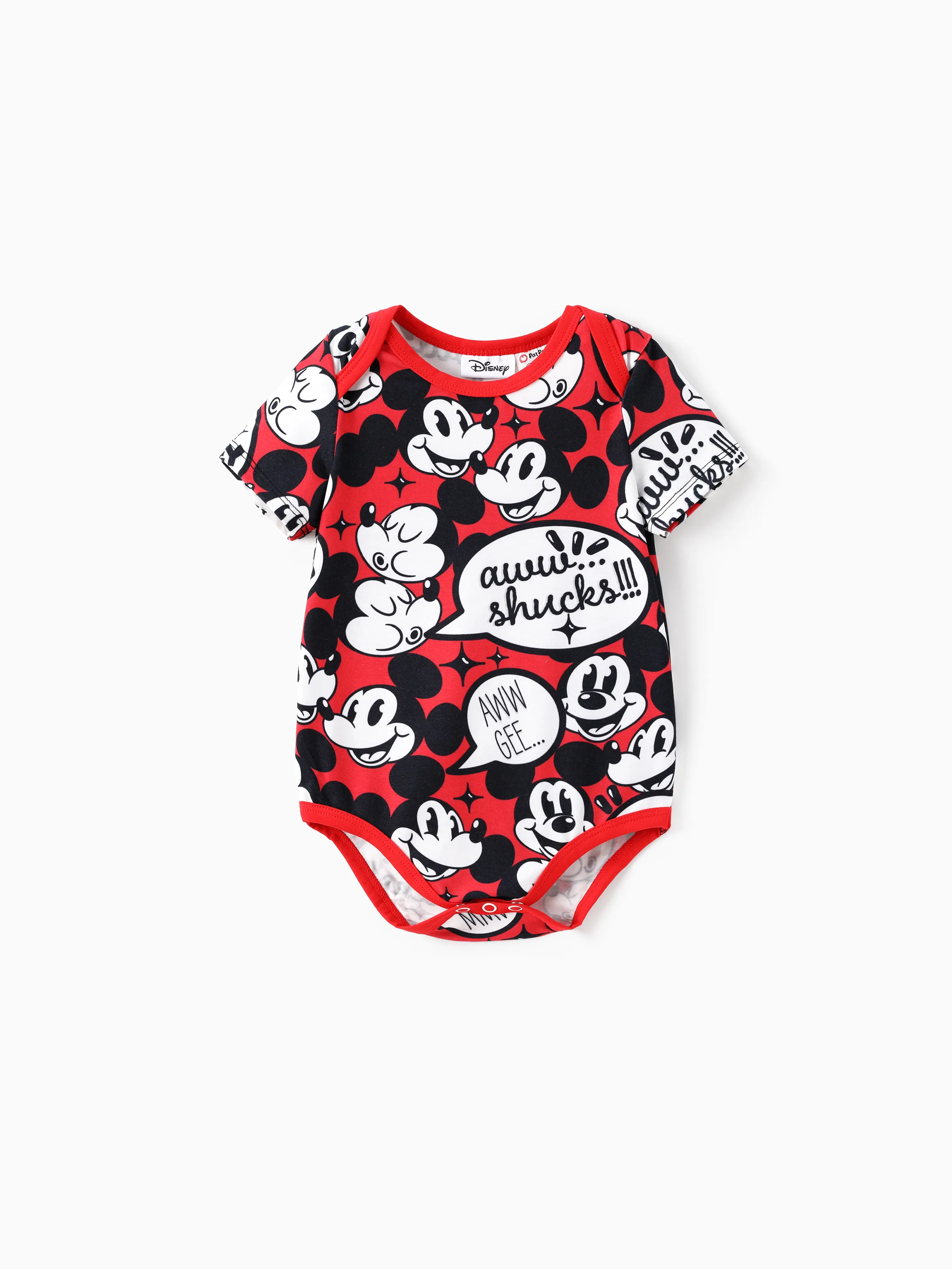 Disney Mickey and Friends Family matching 1pc Mickey Mouse Graffiti Cotton T-shirt or Colorblock Dress or Naia™ Allover Romper Red - Image 11