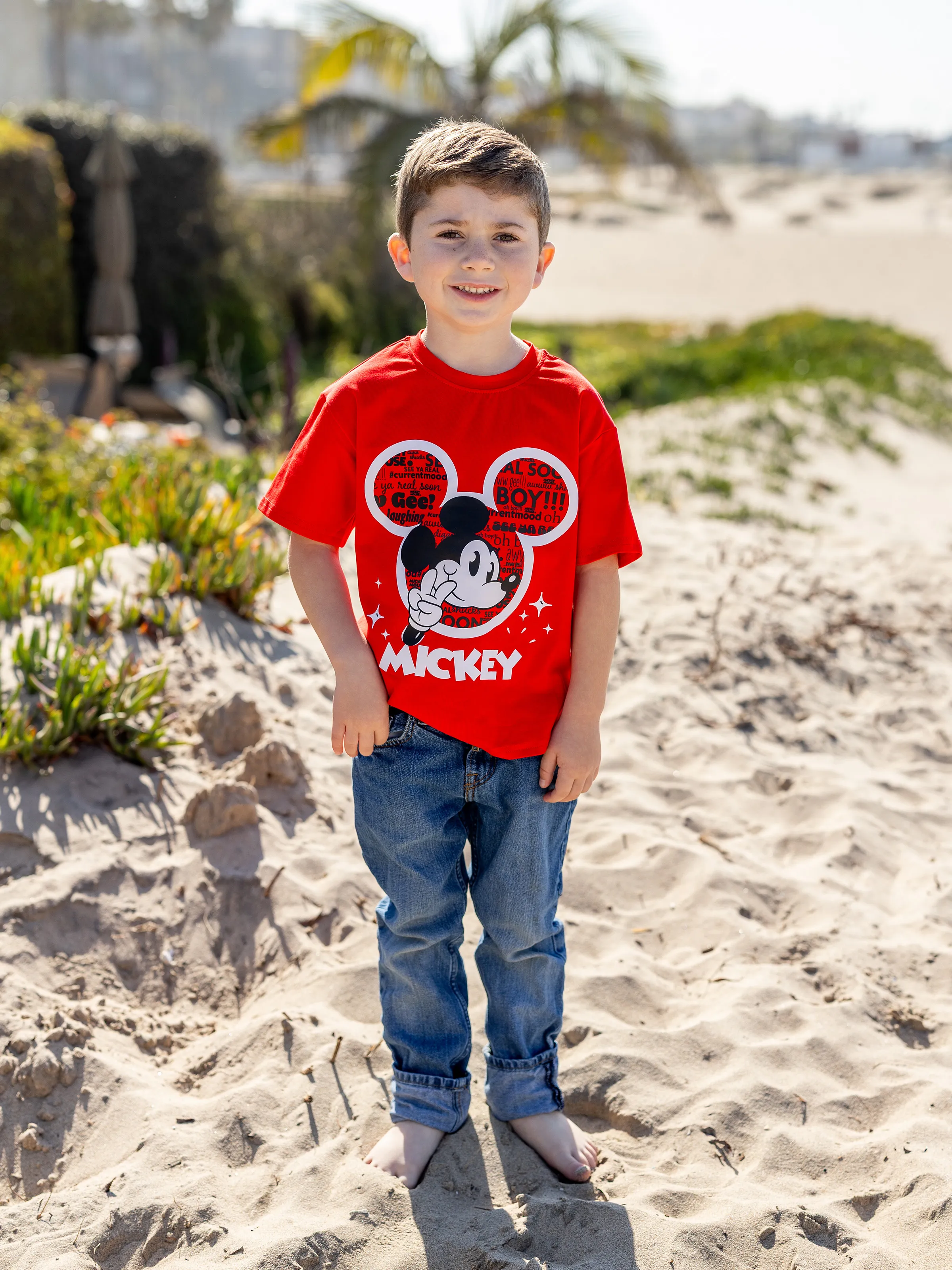 Disney Mickey and Friends Family matching 1pc Mickey Mouse Graffiti Cotton T-shirt or Colorblock Dress or Naia™ Allover Romper Red - Image 16