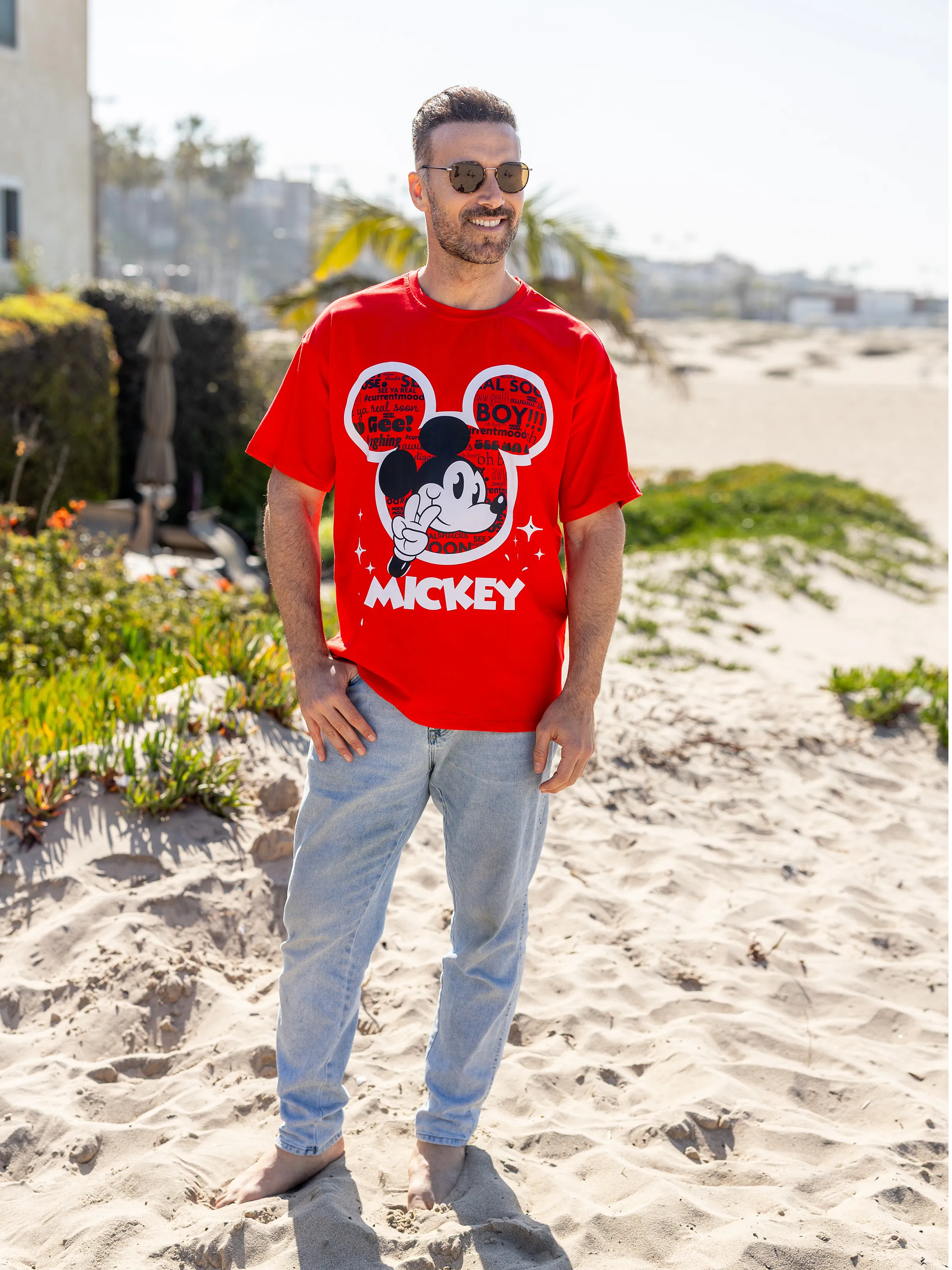 Disney Mickey and Friends Family matching 1pc Mickey Mouse Graffiti Cotton T-shirt or Colorblock Dress or Naia™ Allover Romper Red - Image 21