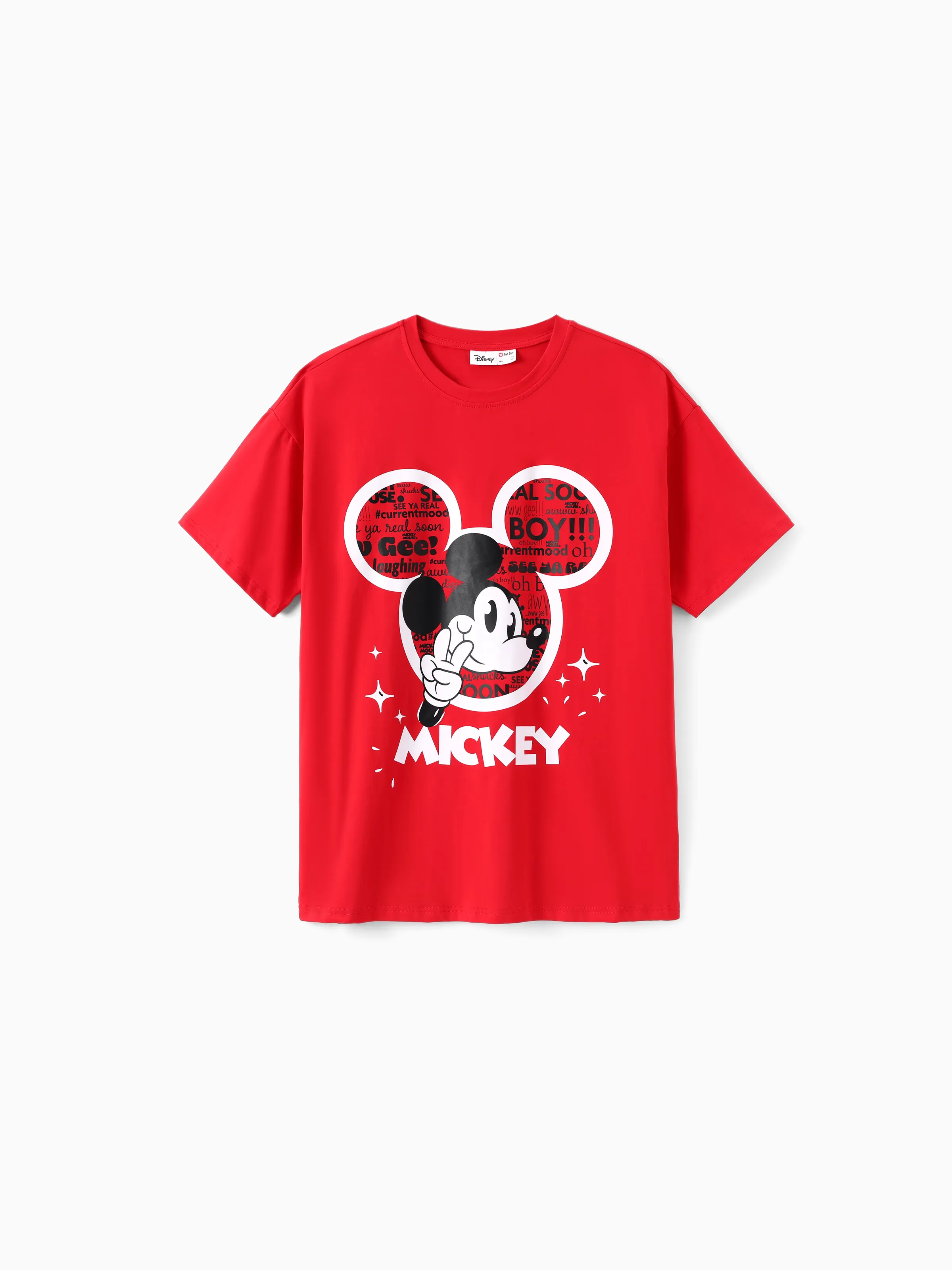 Disney Mickey and Friends Family matching 1pc Mickey Mouse Graffiti Cotton T-shirt or Colorblock Dress or Naia™ Allover Romper Red - Image 23
