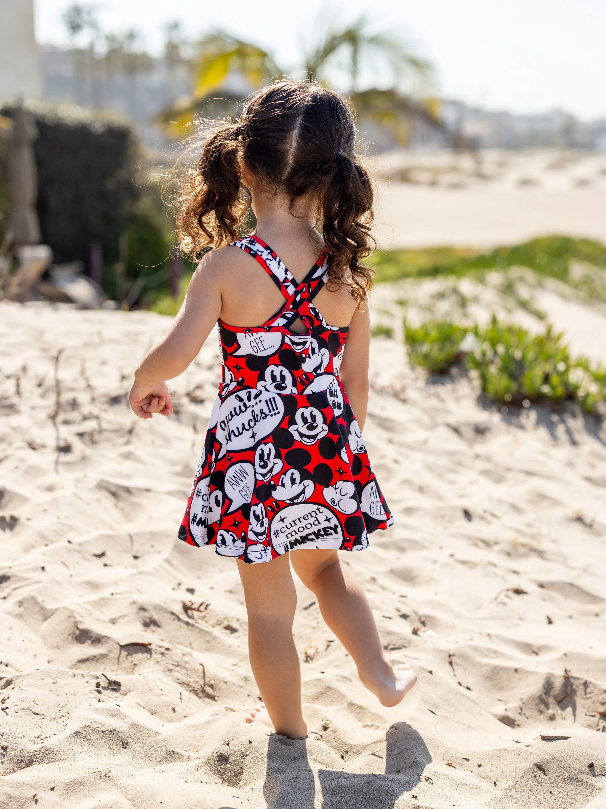 Disney Mickey and Friends Family matching 1pc Mickey Mouse Graffiti Cotton T-shirt or Colorblock Dress or Naia™ Allover Romper Red - Image 7