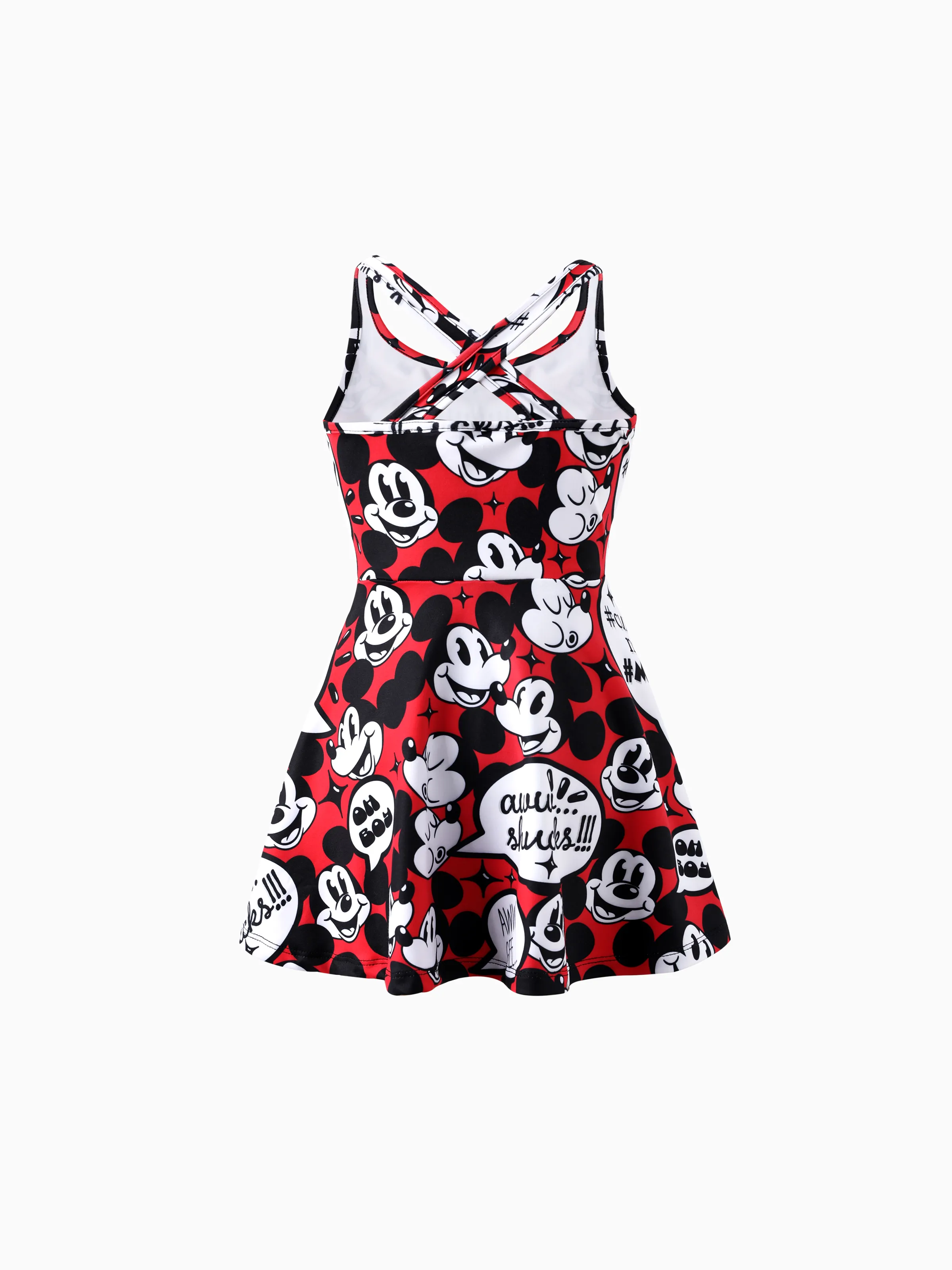 Disney Mickey and Friends Family matching 1pc Mickey Mouse Graffiti Cotton T-shirt or Colorblock Dress or Naia™ Allover Romper Red - Image 9