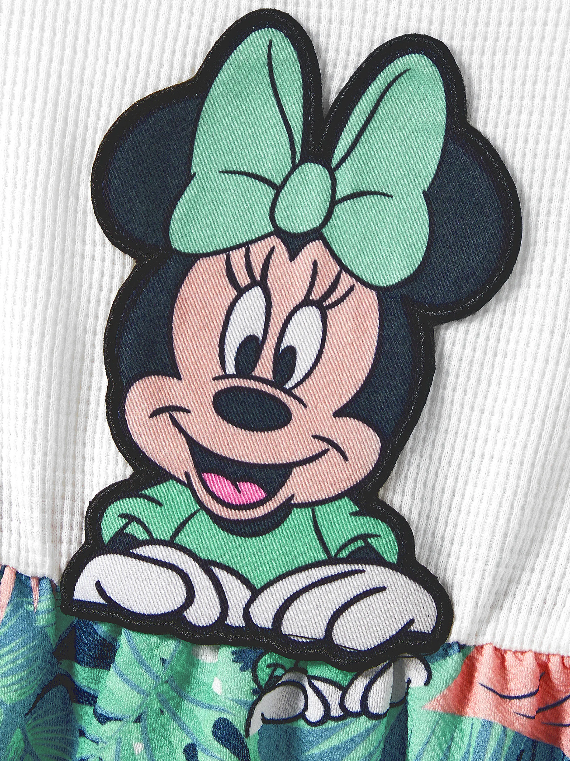 Disney Mickey and Friends Family Matching Tropical Botanical Print Waffle Fabric T-shirt/Dress greenwhite - Image 10
