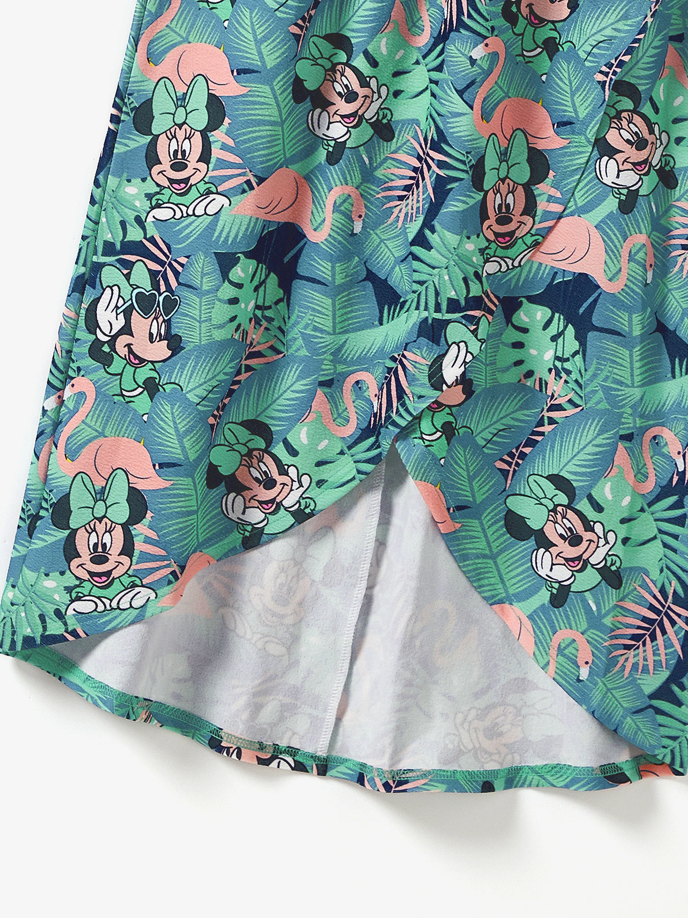 Disney Mickey and Friends Family Matching Tropical Botanical Print Waffle Fabric T-shirt/Dress greenwhite - Image 5